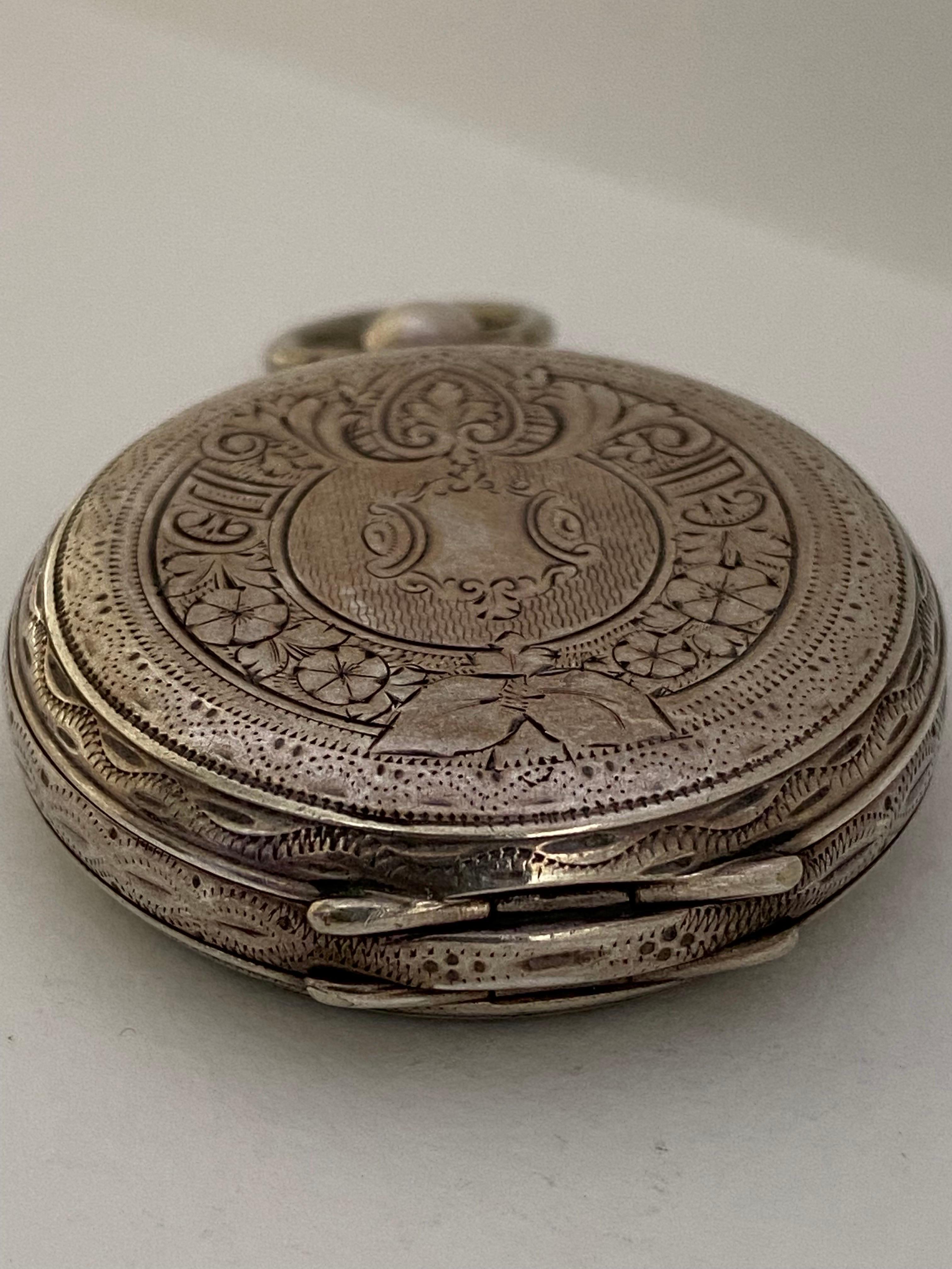Antique Victorian Period Dimier Freres & Cie Silver & Enamel Pocket Watch For Sale 3