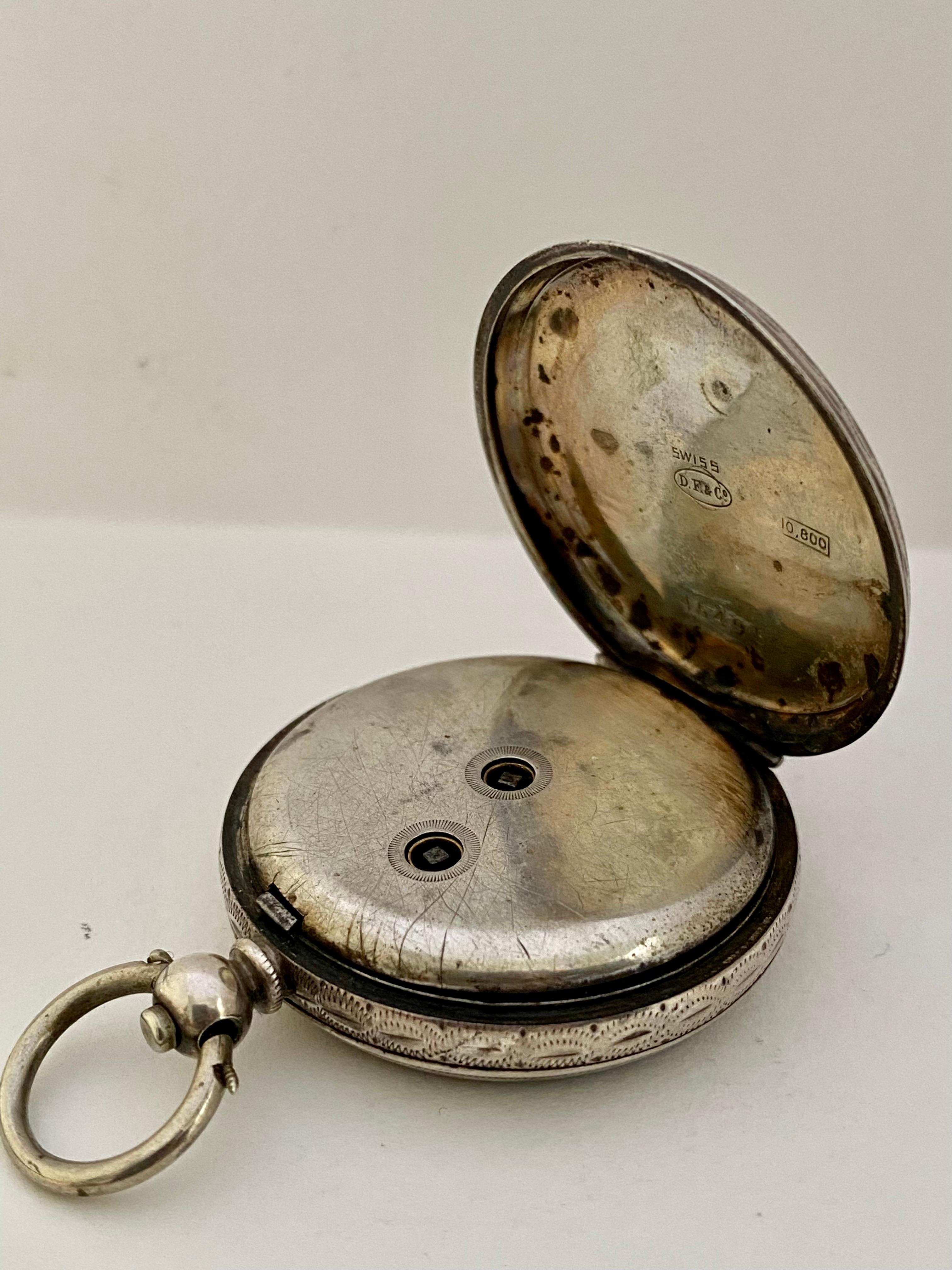 Antique Victorian Period Dimier Freres & Cie Silver & Enamel Pocket Watch For Sale 7