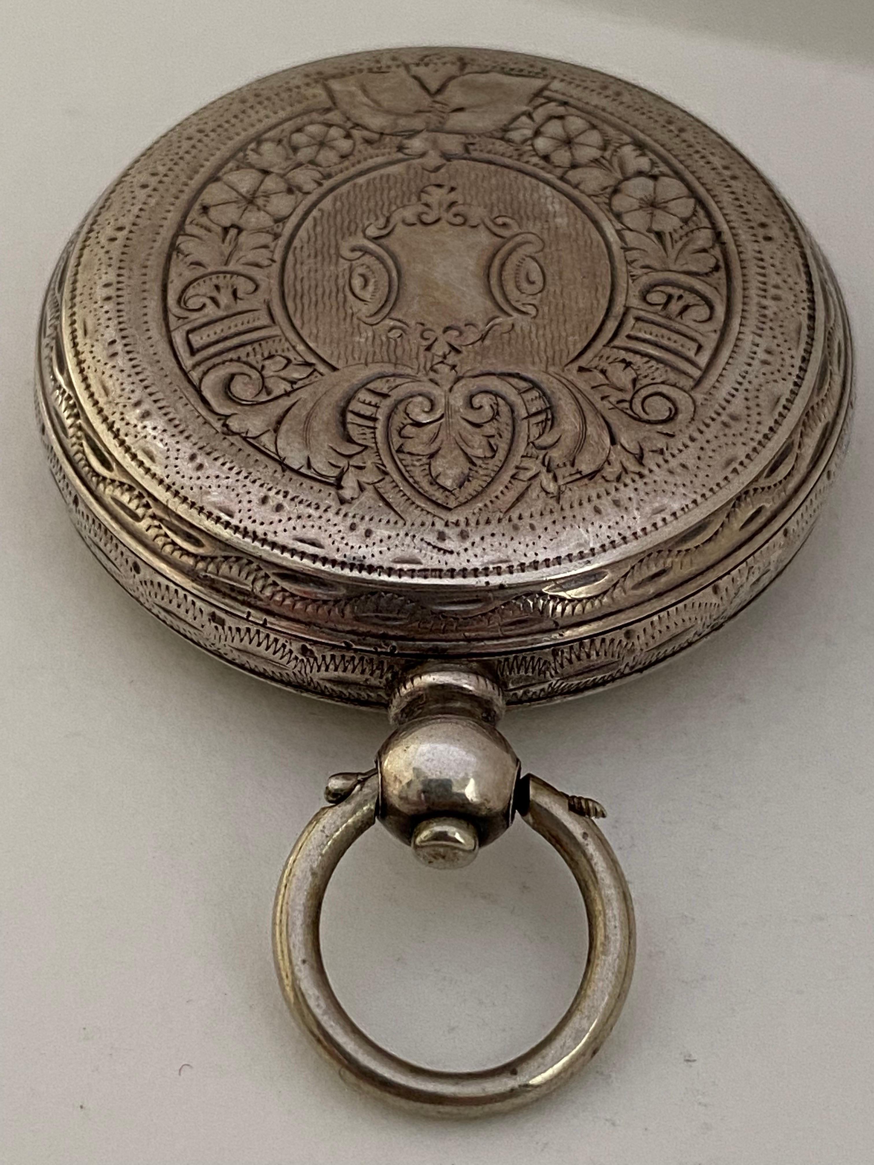 Antique Victorian Period Dimier Freres & Cie Silver & Enamel Pocket Watch For Sale 8