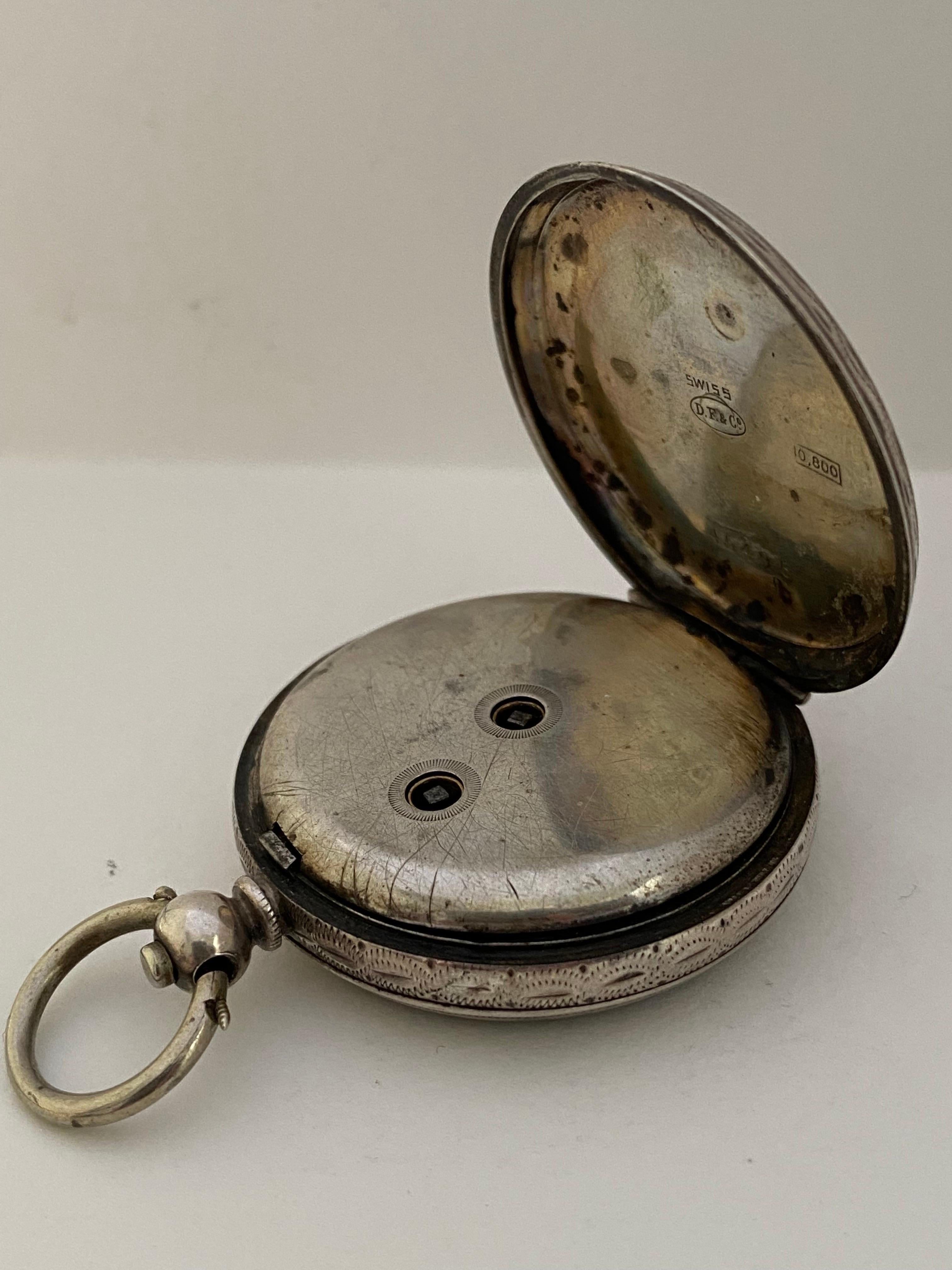 Antique Victorian Period Dimier Freres & Cie Silver & Enamel Pocket Watch For Sale 9