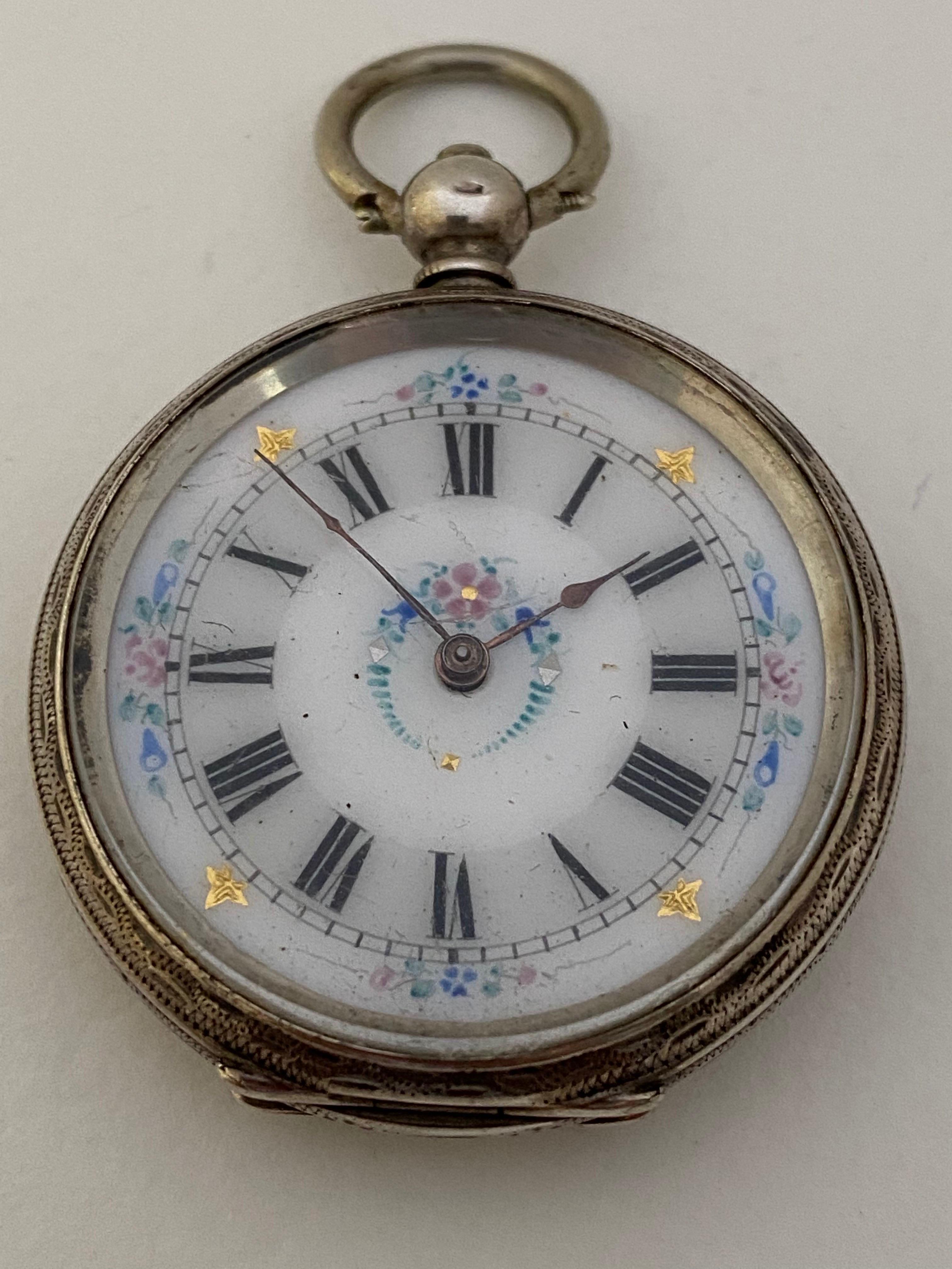 Antique Victorian Period Dimier Freres & Cie Silver & Enamel Pocket Watch For Sale 10