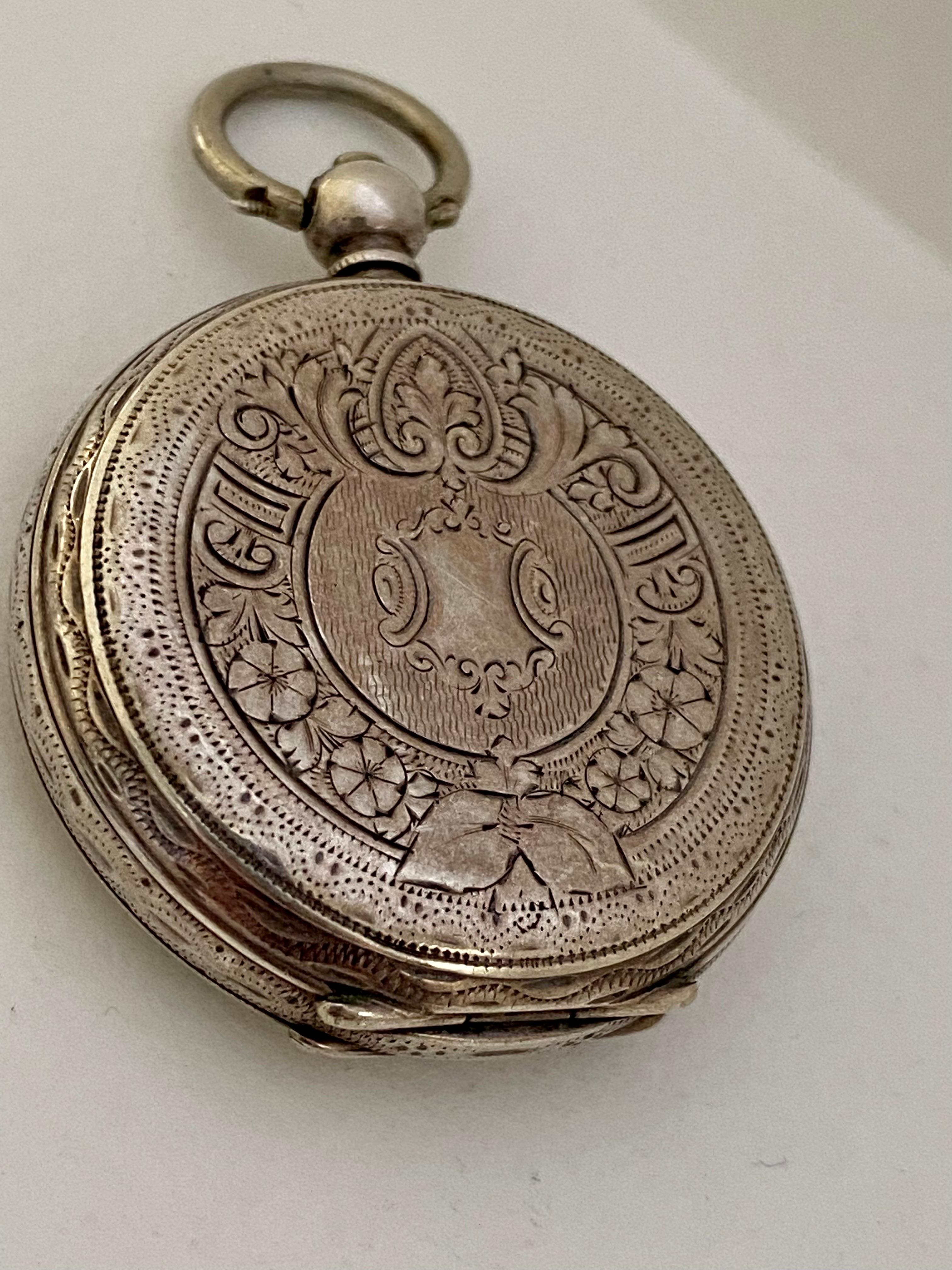 Antique Victorian Period Dimier Freres & Cie Silver & Enamel Pocket Watch For Sale 2