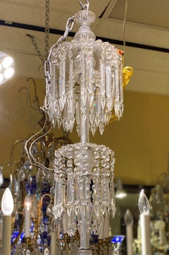 Antique Victorian Period Molded Glass and Cut Crystal 6-Light Chandelier