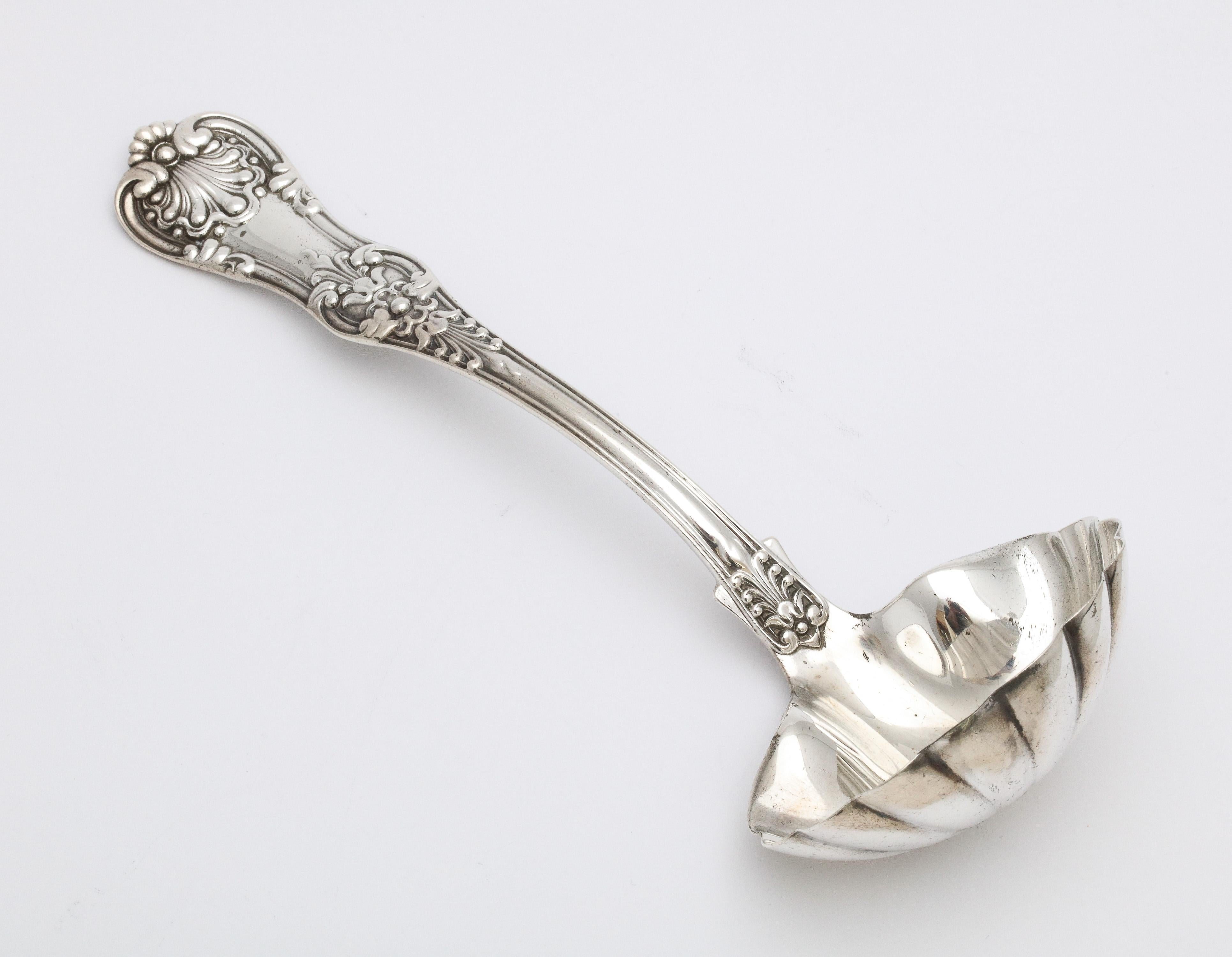 American Antique Victorian Period Sterling Silver Tiffany English King Sauce Ladle For Sale