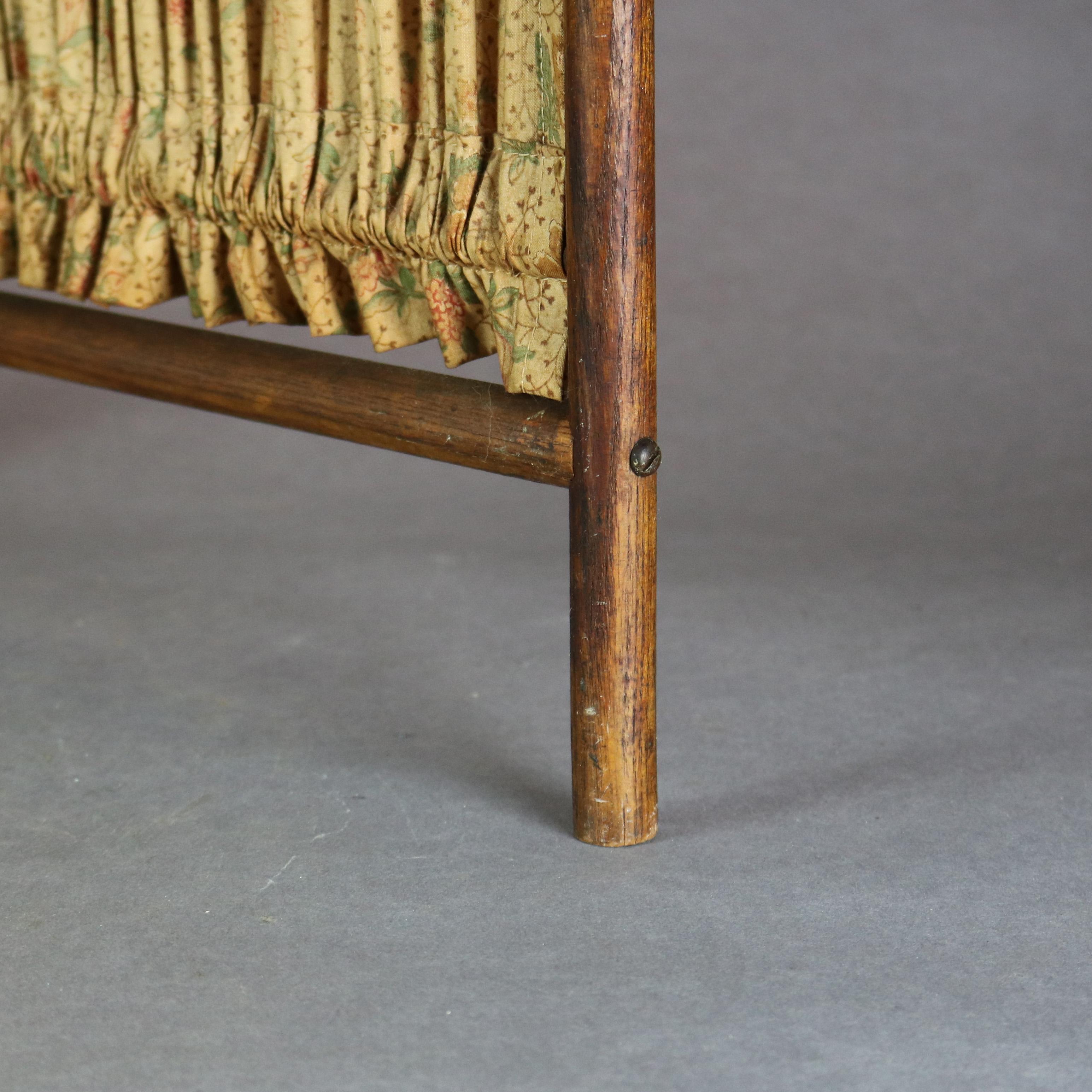 Antique Victorian Petite 2-Panel Oak Stick & Ball Child's Dressing Screen, C1890 2