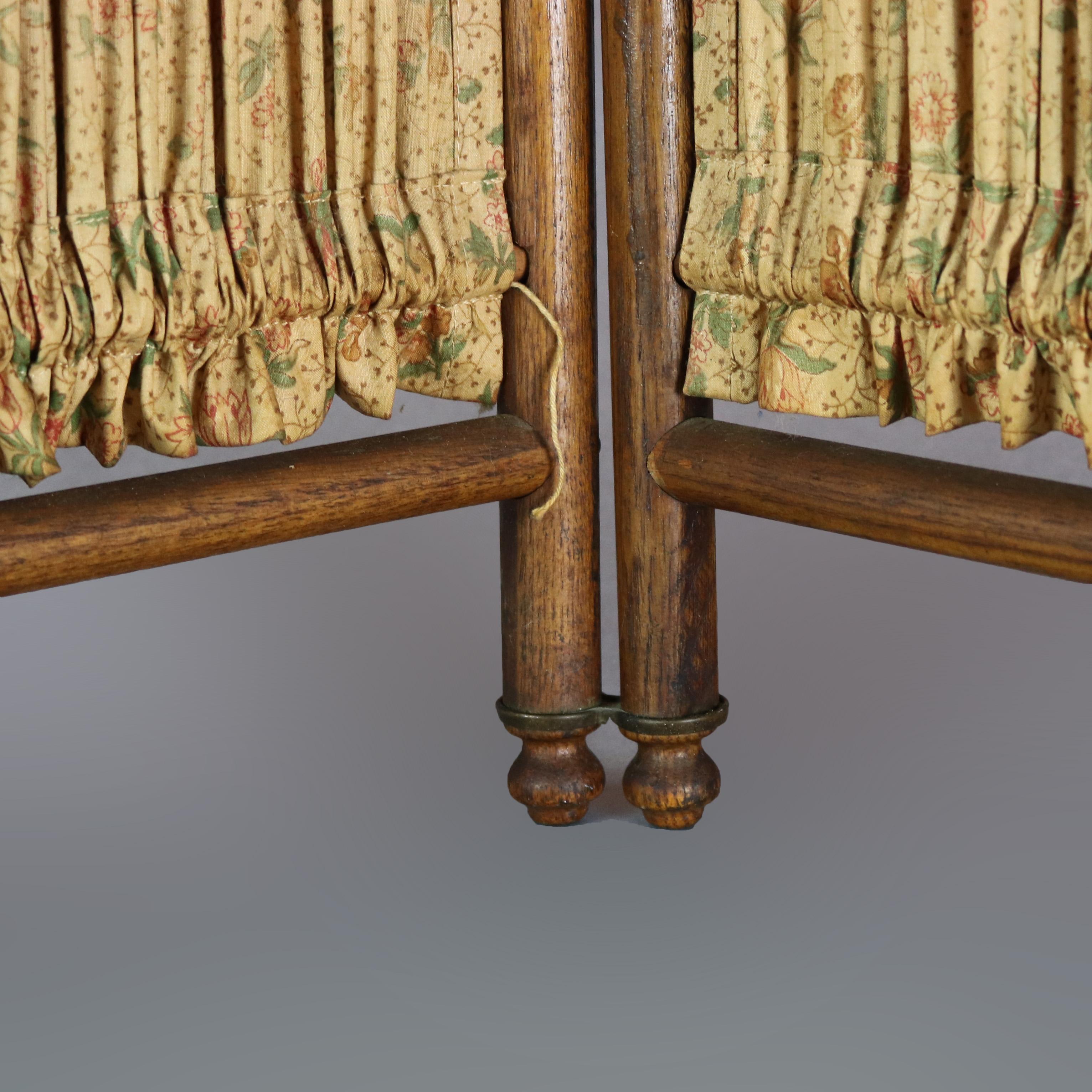 Antique Victorian Petite 2-Panel Oak Stick & Ball Child's Dressing Screen, C1890 3