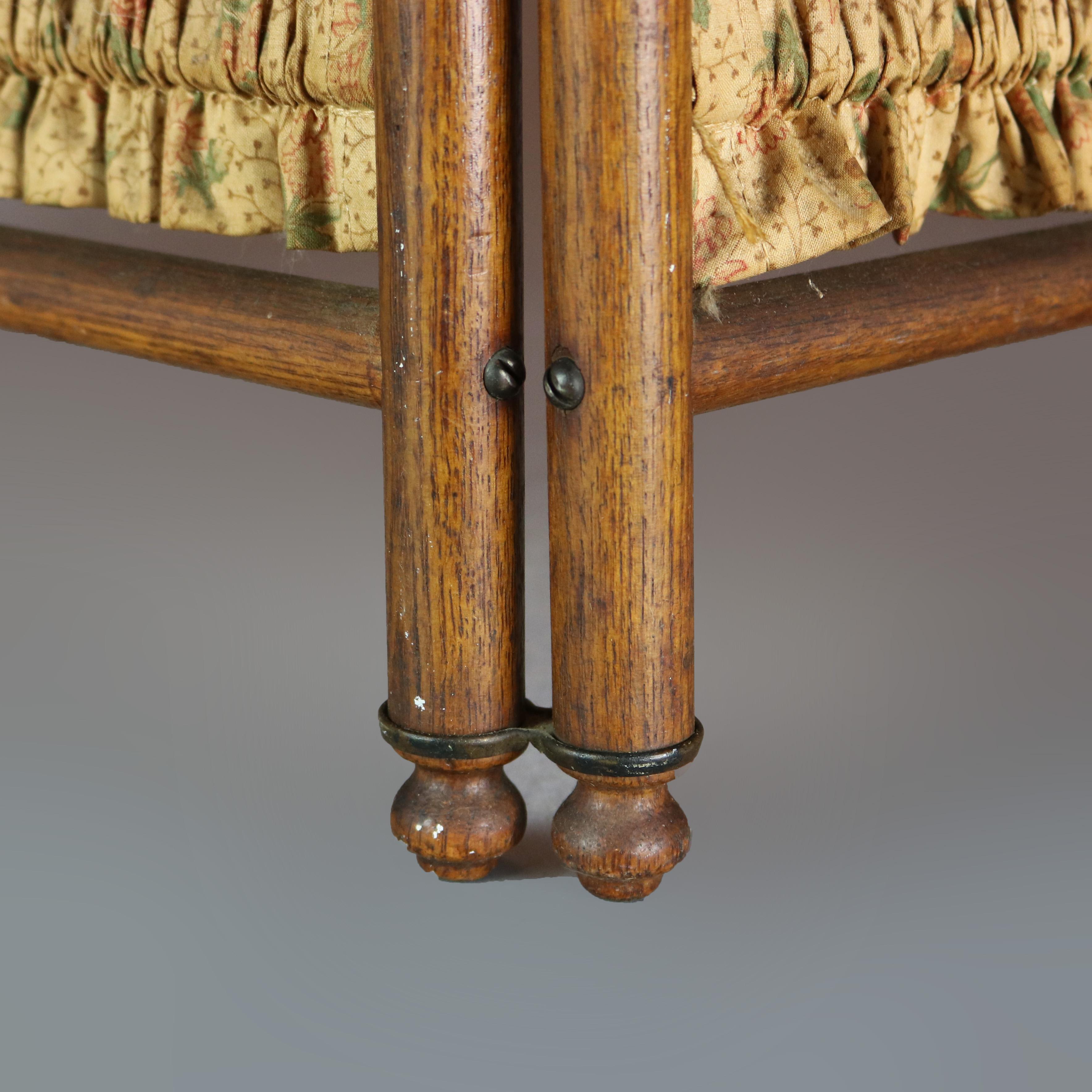 Antique Victorian Petite 2-Panel Oak Stick & Ball Child's Dressing Screen, C1890 4