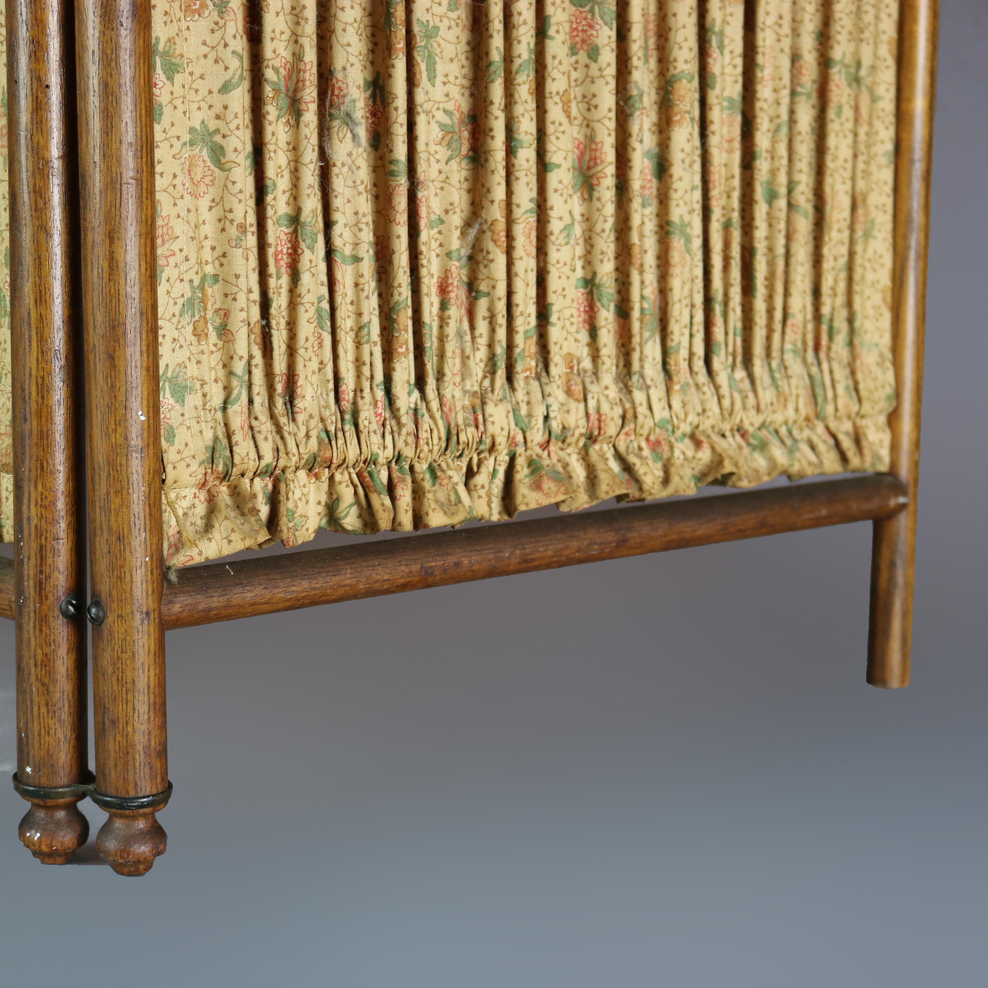 Antique Victorian Petite 2-Panel Oak Stick & Ball Child's Dressing Screen, C1890 5