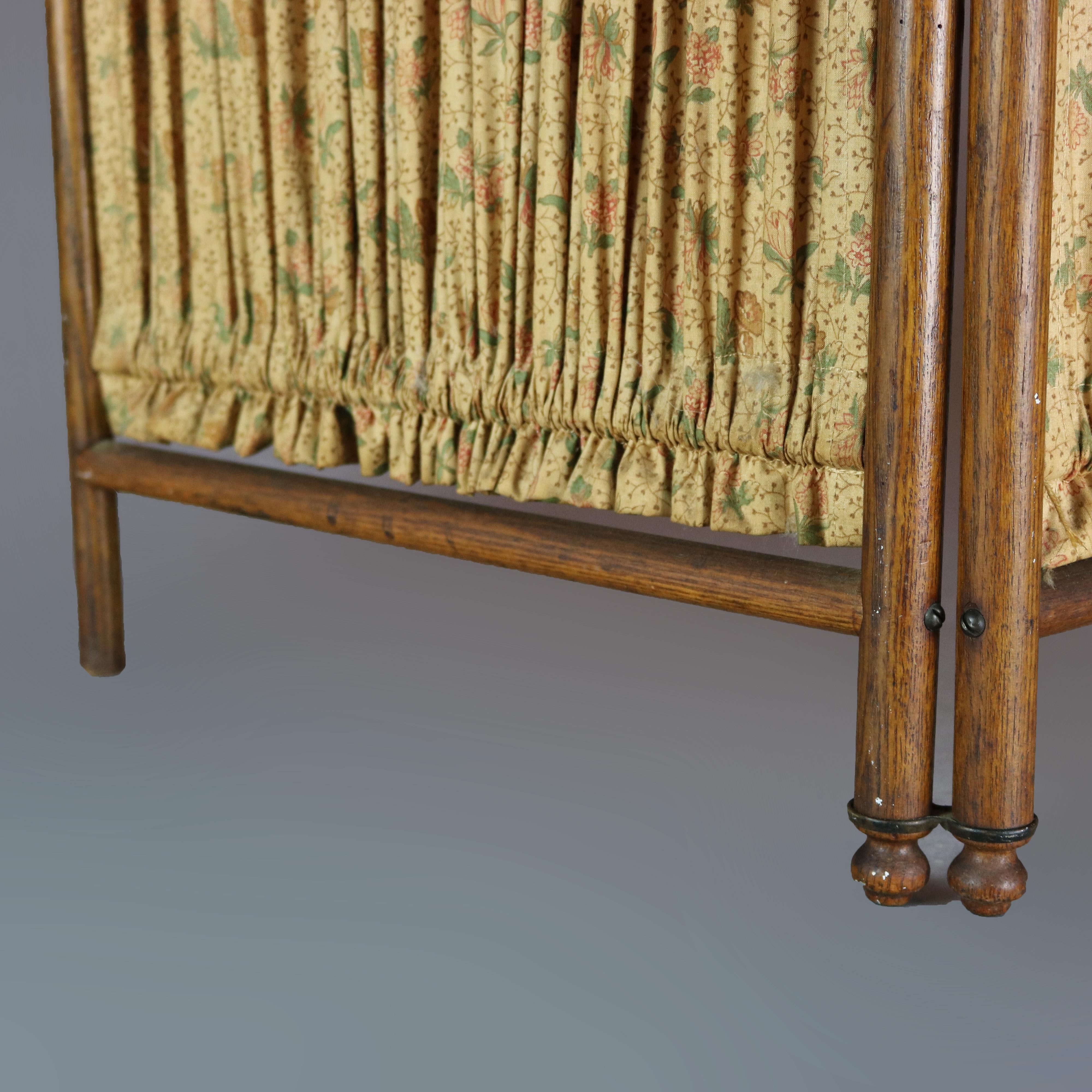 Antique Victorian Petite 2-Panel Oak Stick & Ball Child's Dressing Screen, C1890 6