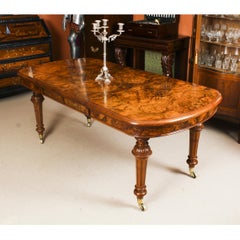 Antique Victorian Petite Burr Walnut Extending Dining Table 19th C