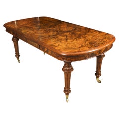Antique Victorian Petite Burr Walnut Extending Dining Table 19th C
