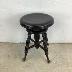Antique Victorian Piano Stool with Glass Ball Claw Feet
