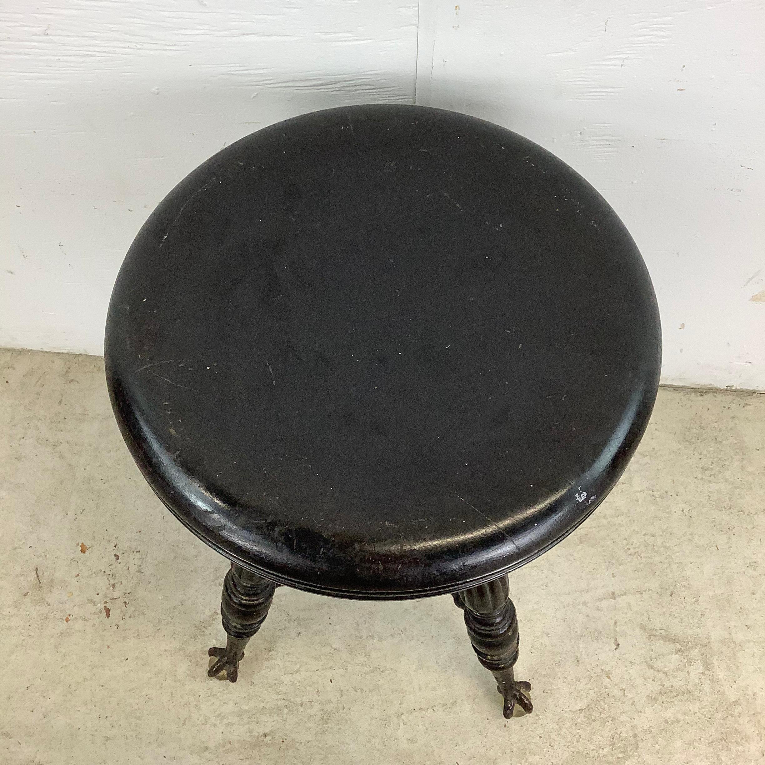 Unknown Antique Victorian Piano Stool with Glass Ball Claw Feet For Sale