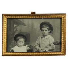 Antique Victorian Picture Frame, Brass Photo Frame, France, 1880s, 7 x 4 cm