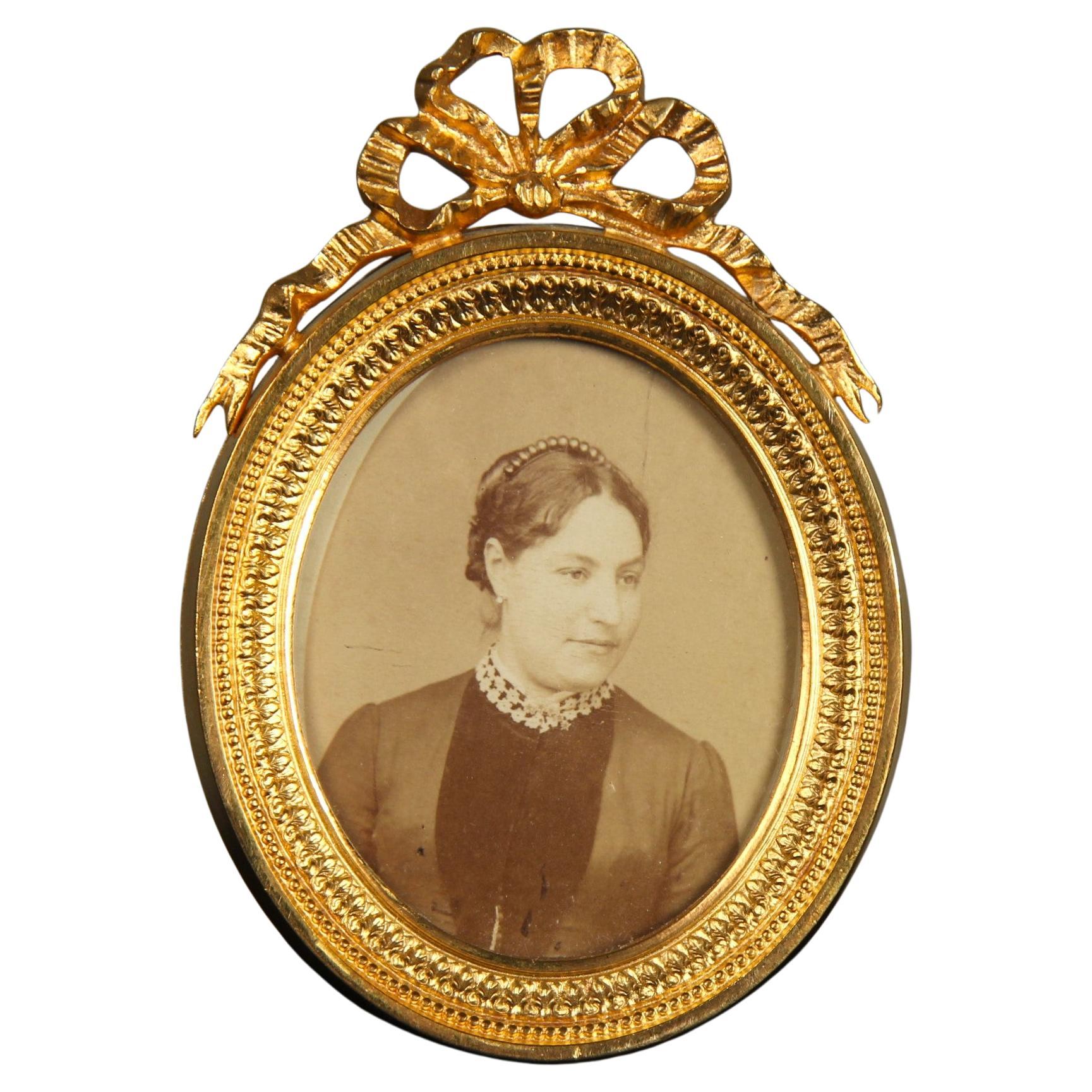 Marco antiguo victoriano, Francia, década de 1880, 5 x 6 cm