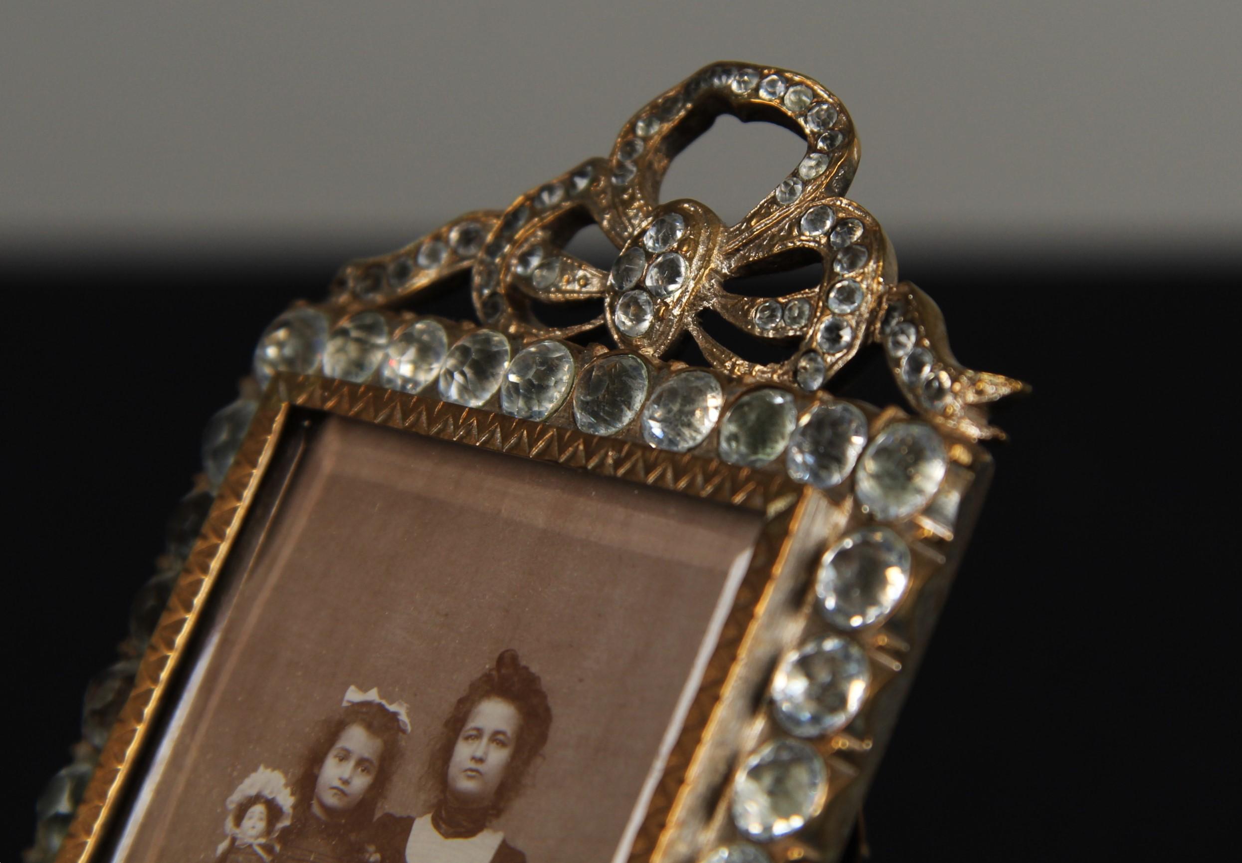 19th Century Antique Victorian Picture Frame, Gemstone Photo Frame, France, 1880s, 4 x 6 cm