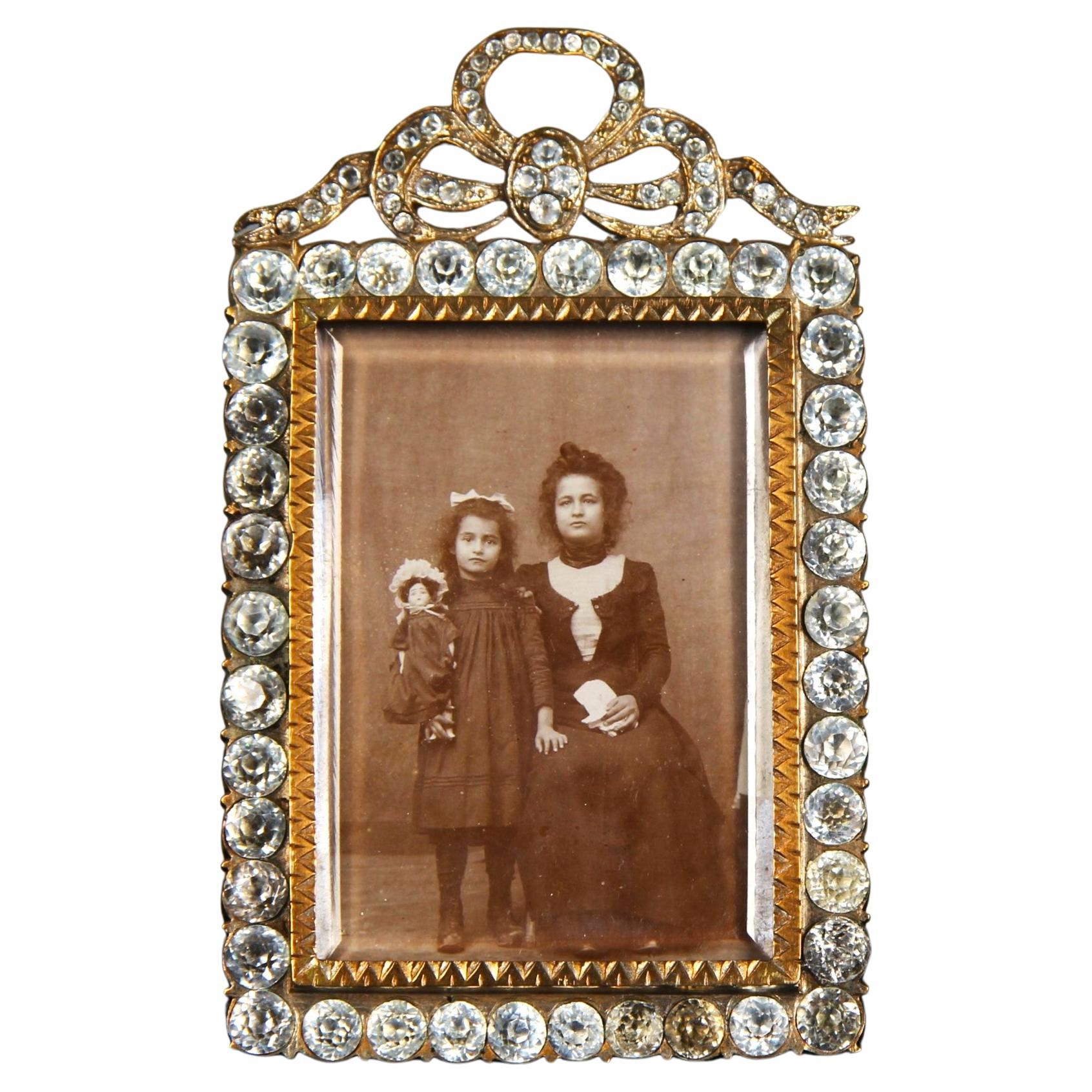 Antique Victorian Picture Frame, Gemstone Photo Frame, France, 1880s, 4 x 6 cm