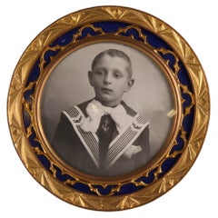 Cadre photo antique victorien, cadre photo rond, France, années 1880, 6 x 6 cm