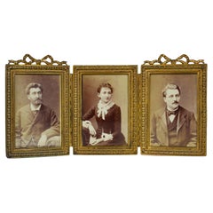Used Victorian Picture Frame, Triple Family Frame, France, 1880s, 9 x 6 cm