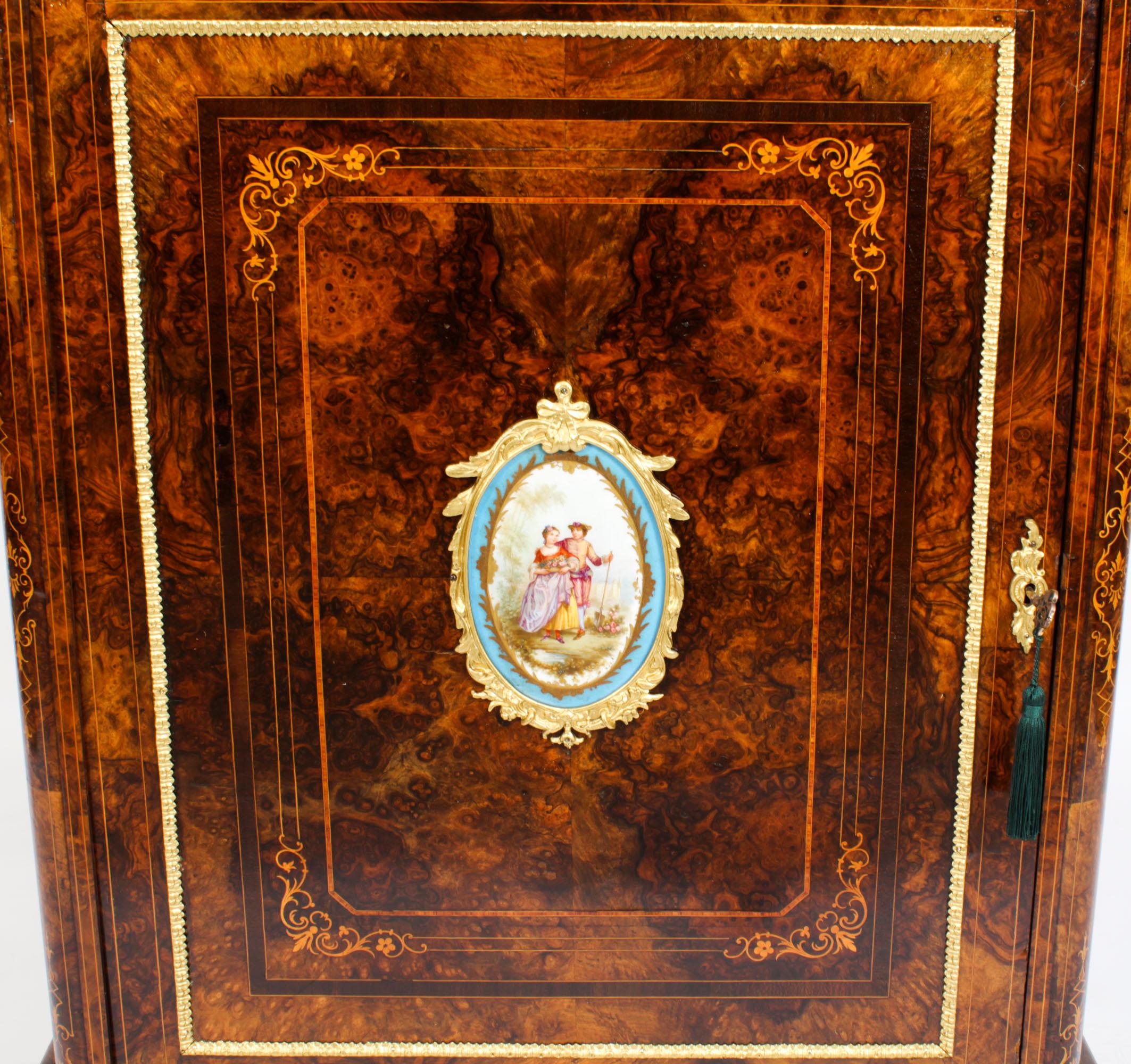 Antique Victorian Pier Cabinet Sevres Plaque 19th Century 2