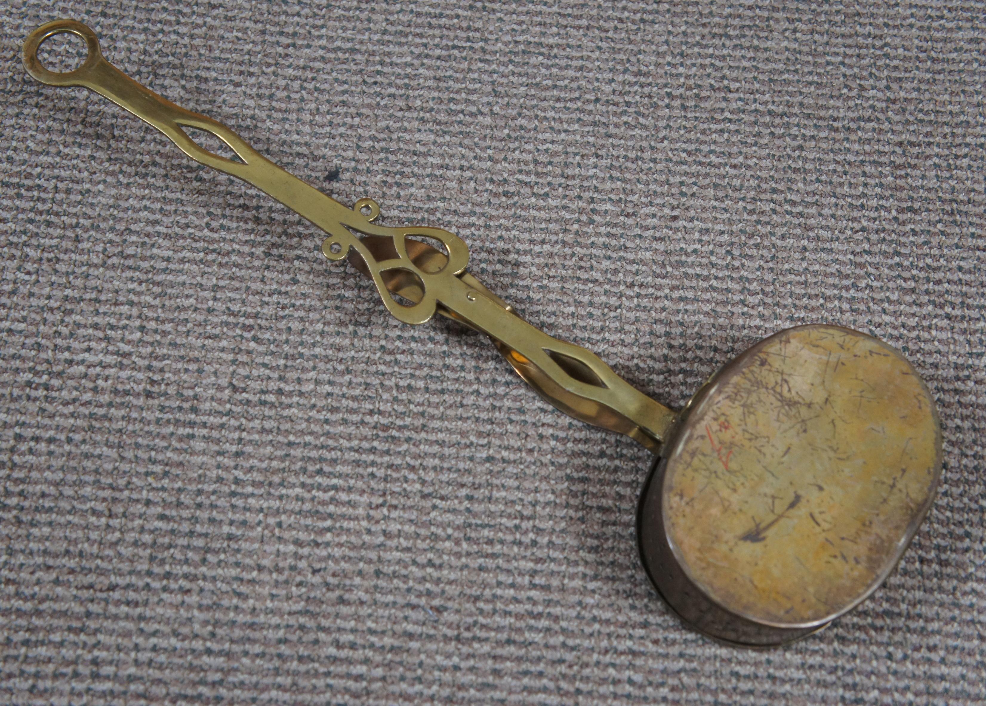 Antique Victorian Pierced Brass Chestnut Roasting Pan Bed Warmer Coal Box 22
