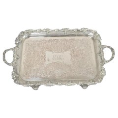 Antique Victorienne Pierce Grapevine Basket Gallery Serving Platter Tray