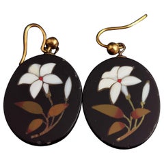 Antique Victorian Pietra Dura Dangly Earrings
