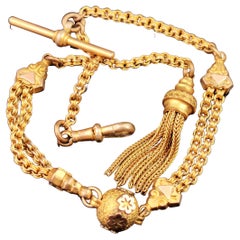 Antique Victorian Pinchbeck albertina chain, tassle