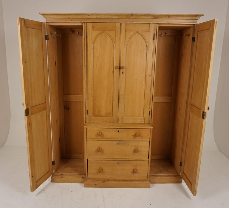 Antique Victorian Pine Armoire, Wardrobe, Dresser, Closet, Scotland