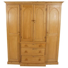 Antique Victorian Pine Armoire, Wardrobe, Dresser, Closet, Scotland, 1900