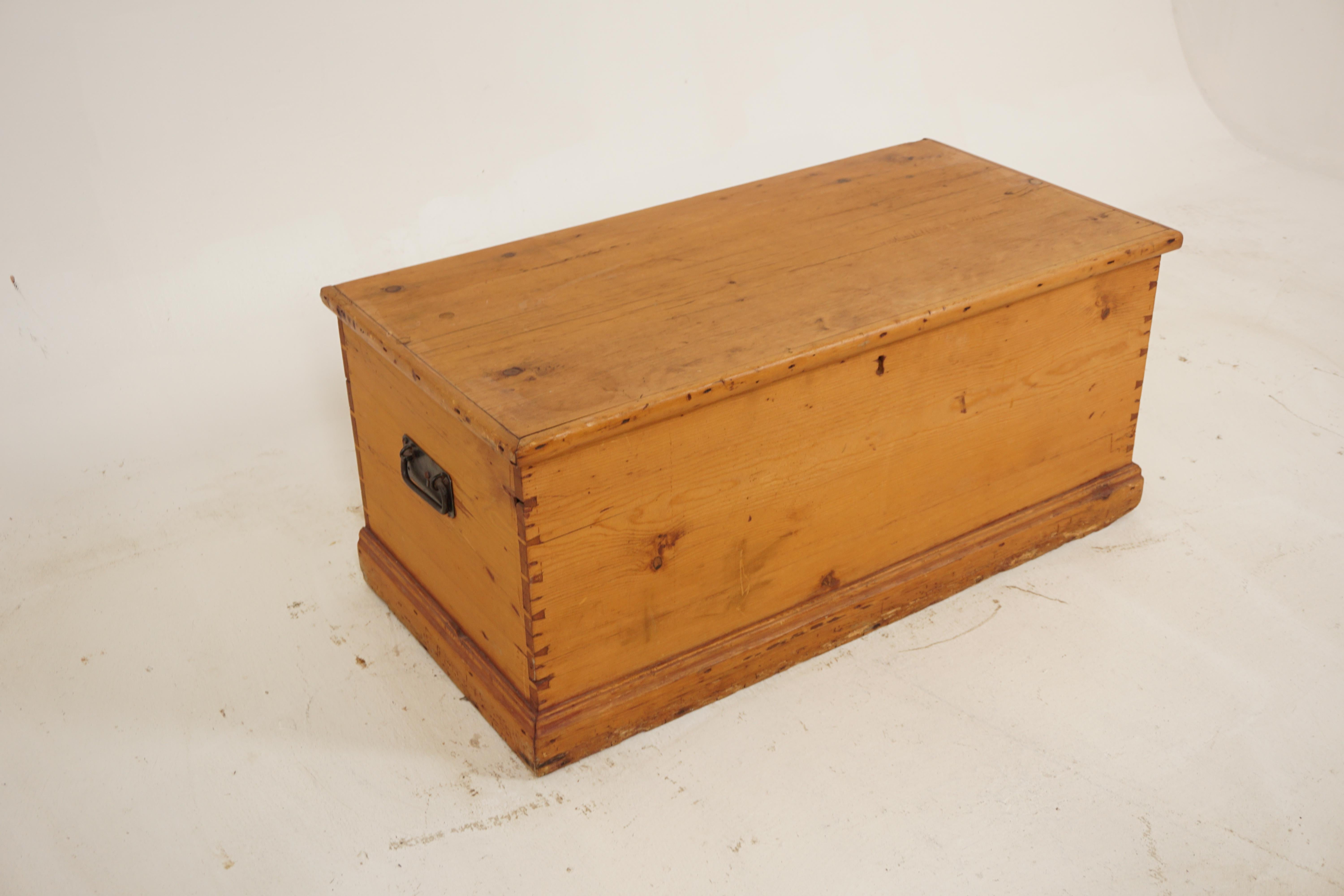 Scottish Antique Victorian Pine Blanket Box, Coffee Table, Scotland 1880, B2872