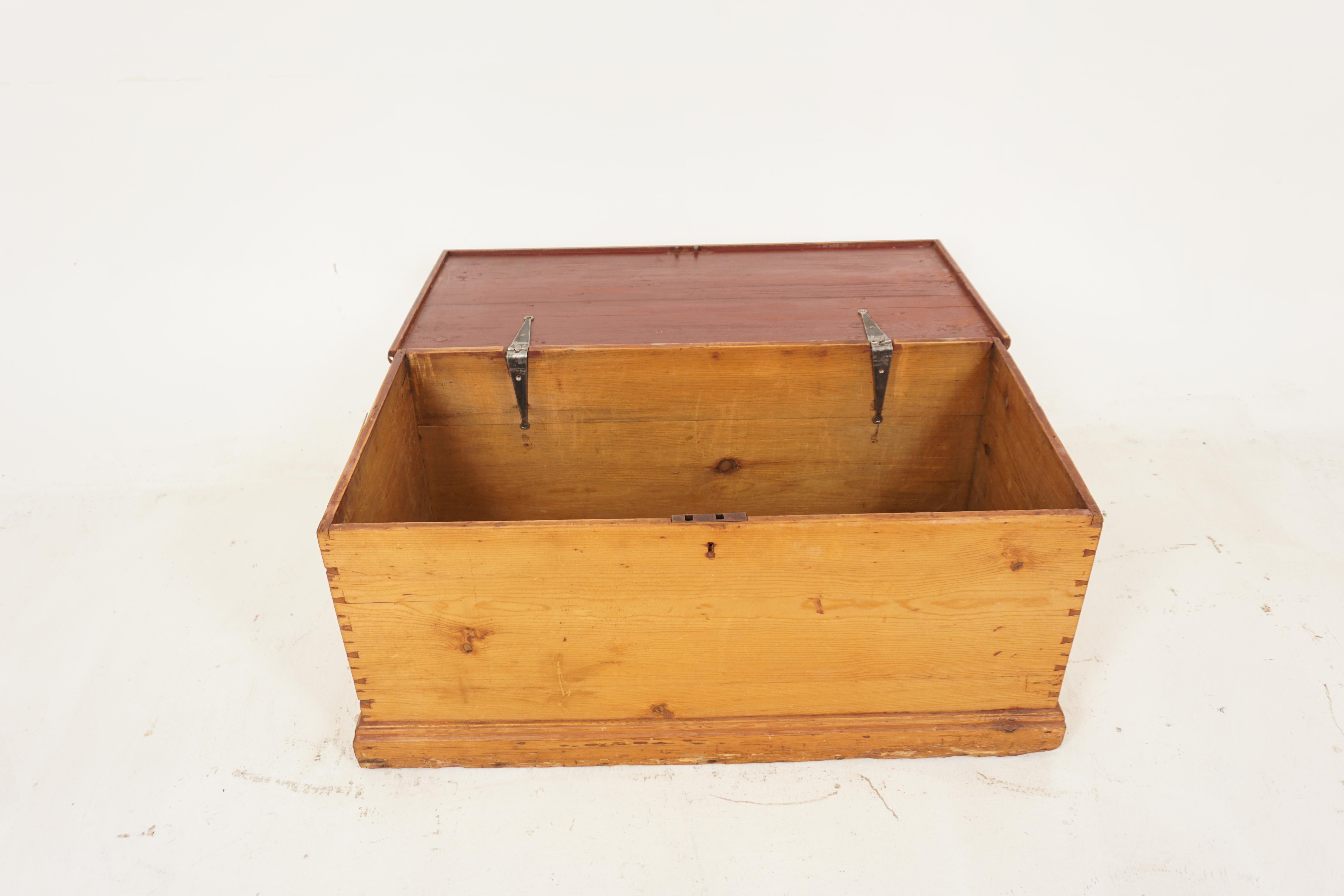 Hand-Crafted Antique Victorian Pine Blanket Box, Coffee Table, Scotland 1880, B2872