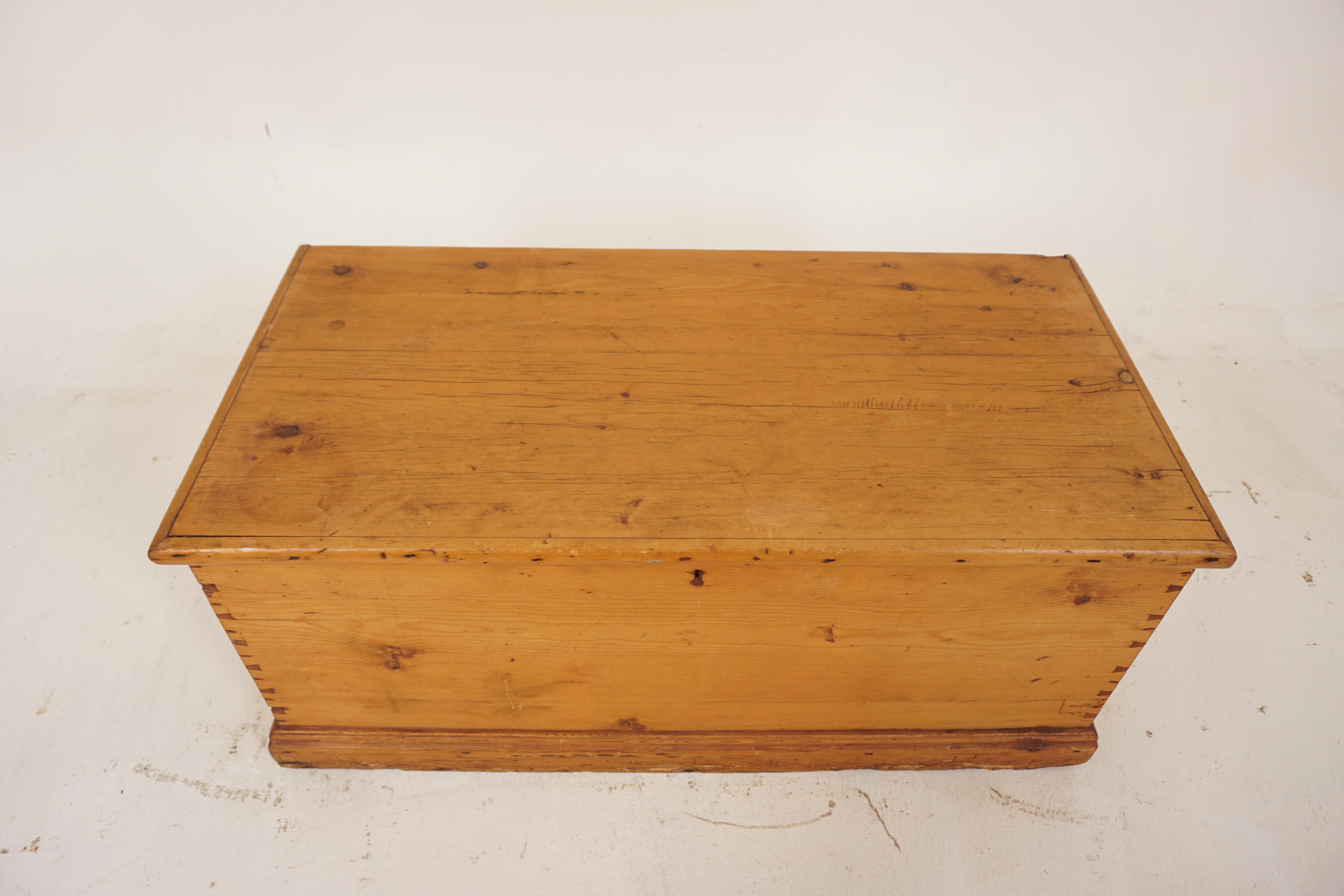 Antique Victorian Pine Blanket Box, Coffee Table, Scotland 1880, B2872 1