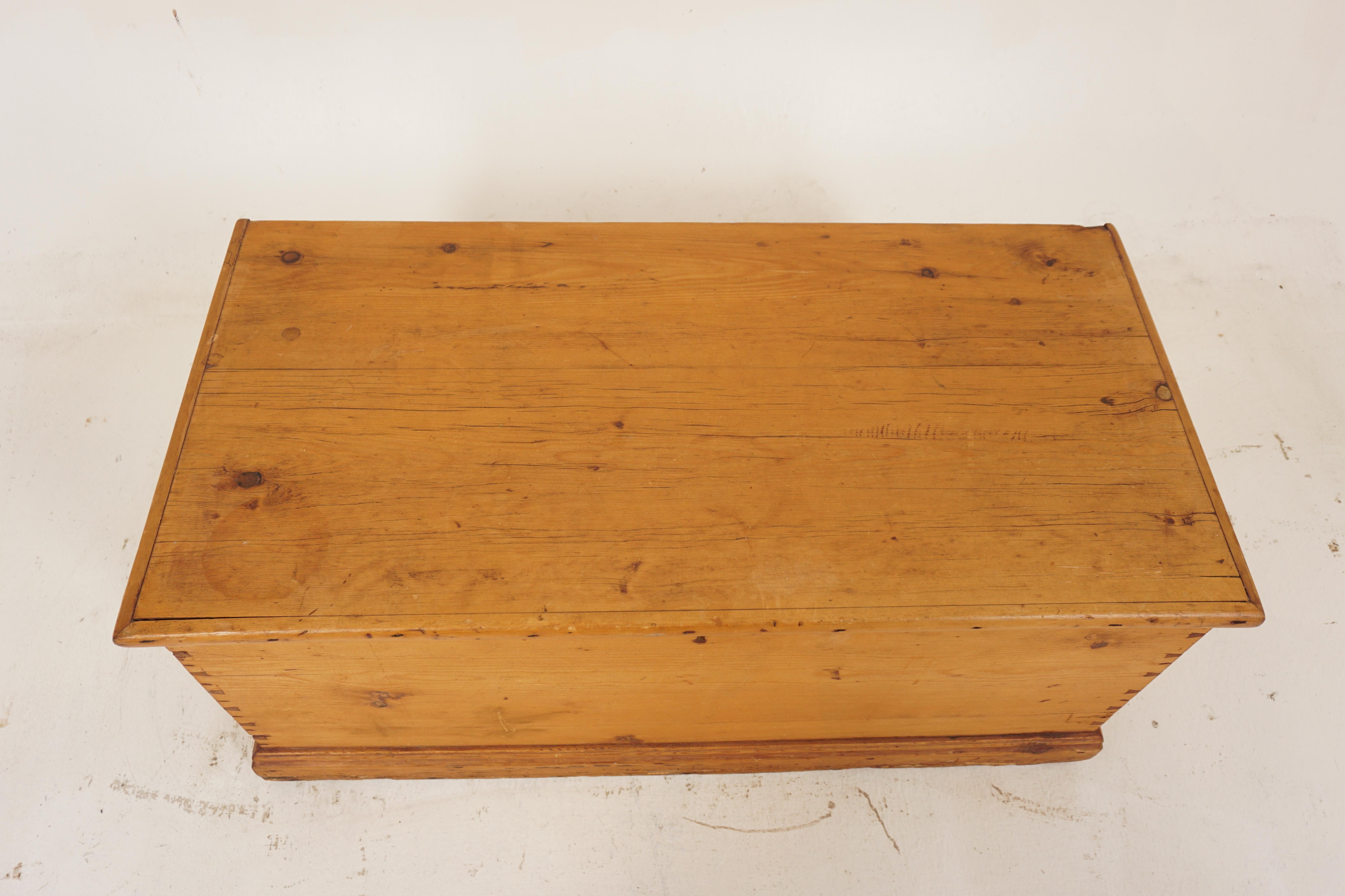 Antique Victorian Pine Blanket Box, Coffee Table, Scotland 1880, B2872 2