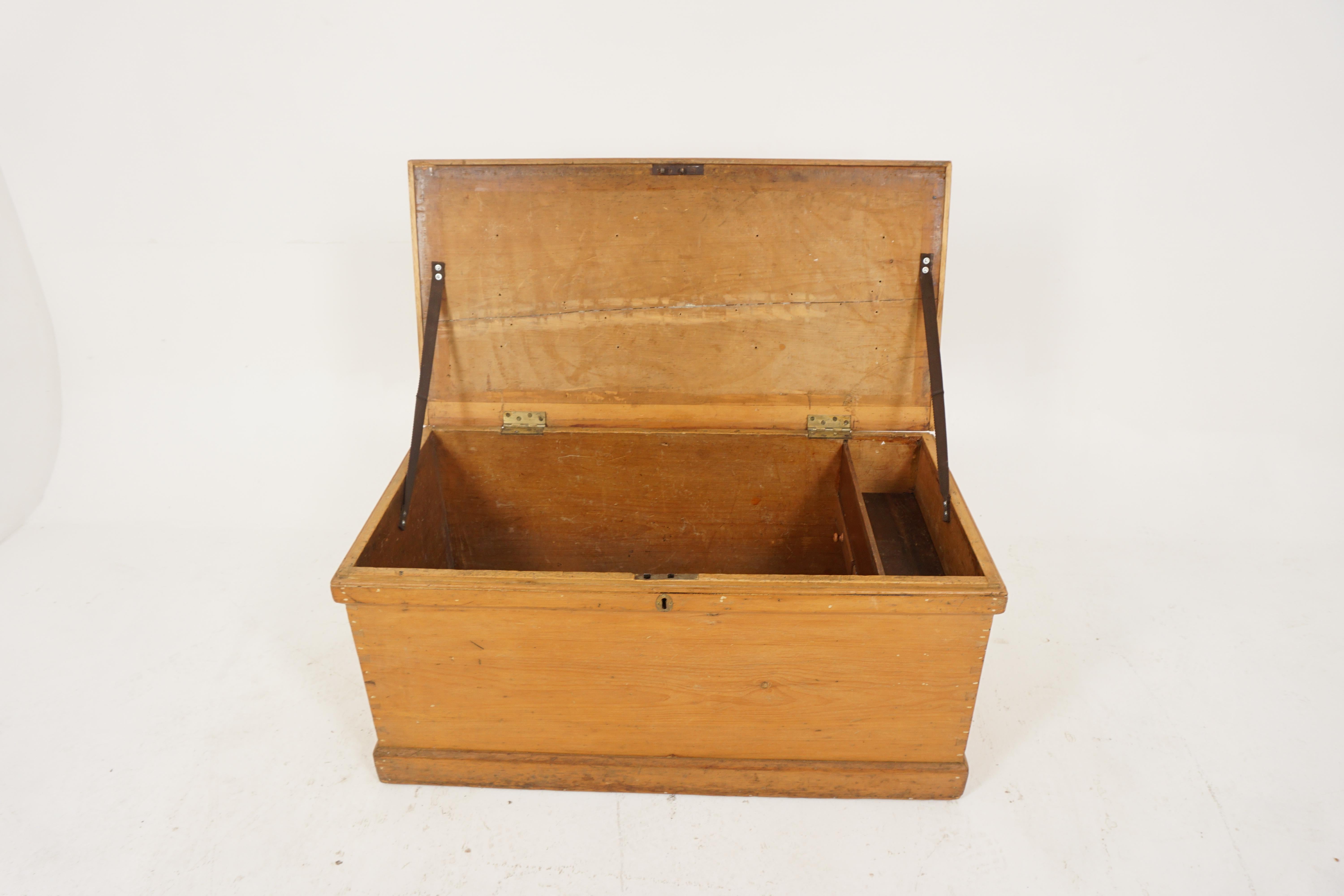 Hand-Crafted Antique Victorian Pine Blanket Box, Coffee Table, Trunk, Scotland 1890, B2676