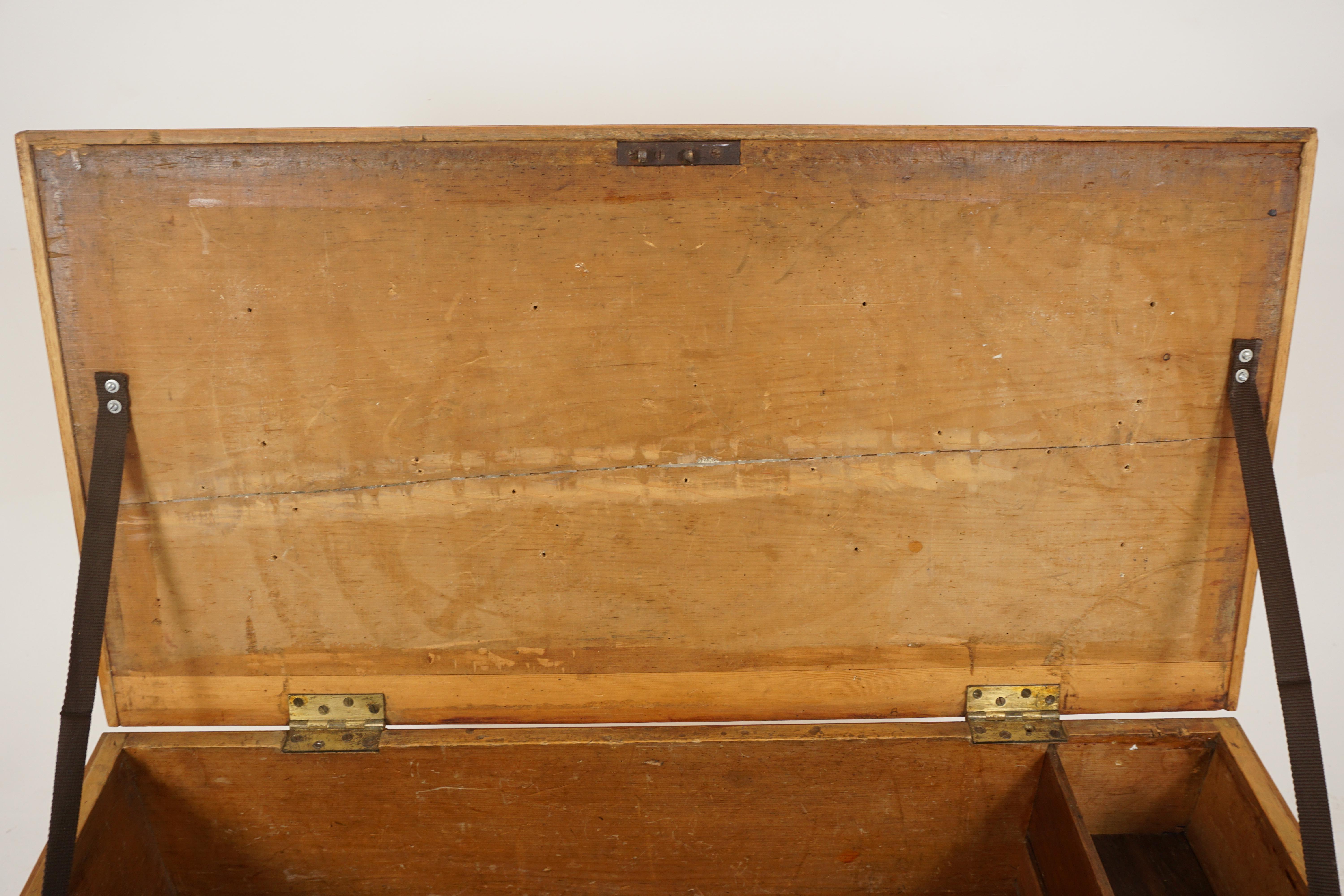 Antique Victorian Pine Blanket Box, Coffee Table, Trunk, Scotland 1890, B2676 1