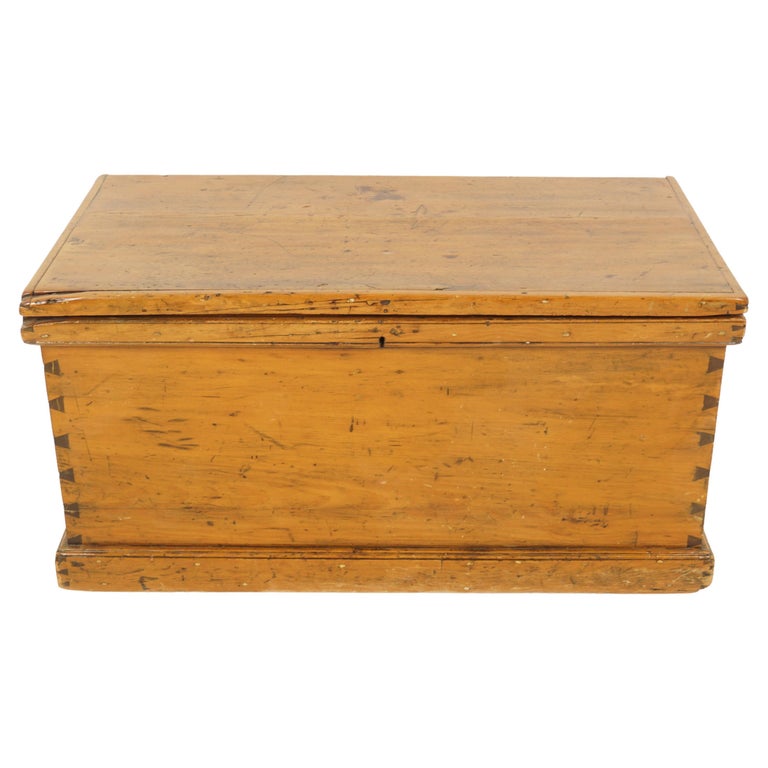 Antique Victorian Pine Blanket Box, Toy Box, Coffee Table, Scotland