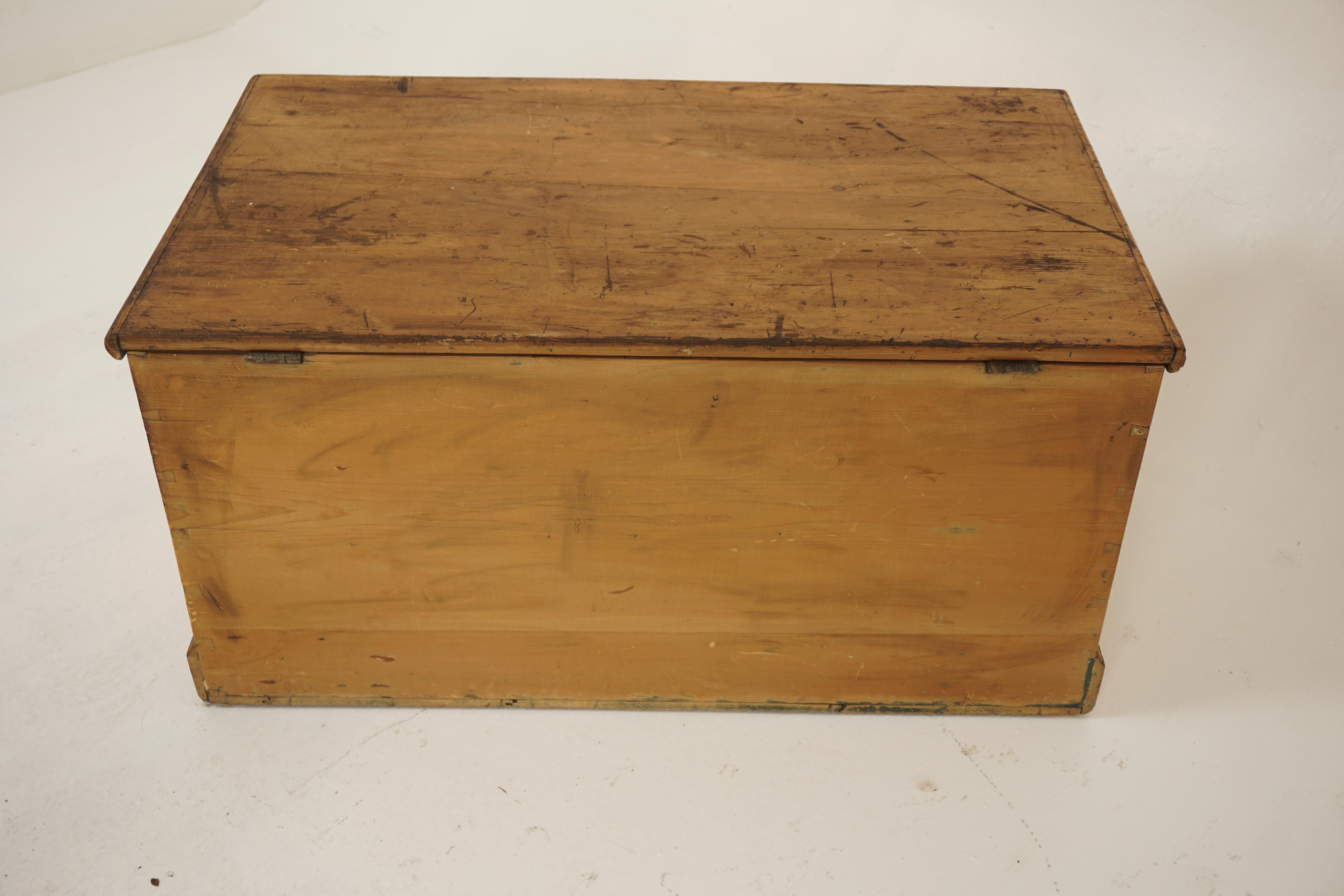 Antique Victorian Pine Blanket, Toy Box, Coffee Table, Scotland 1880, H1193 3
