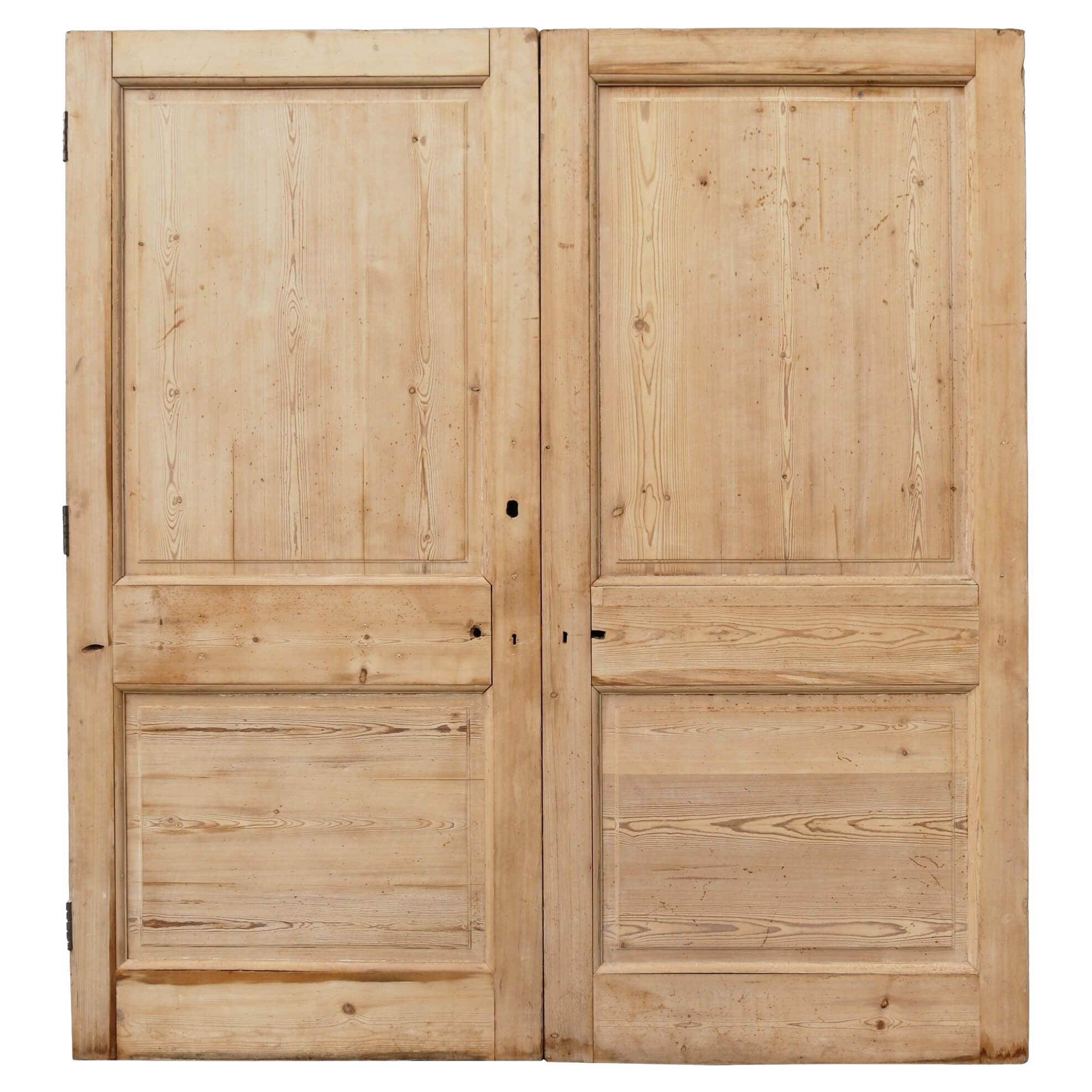 Antique Victorian Pine Internal Double Doors For Sale