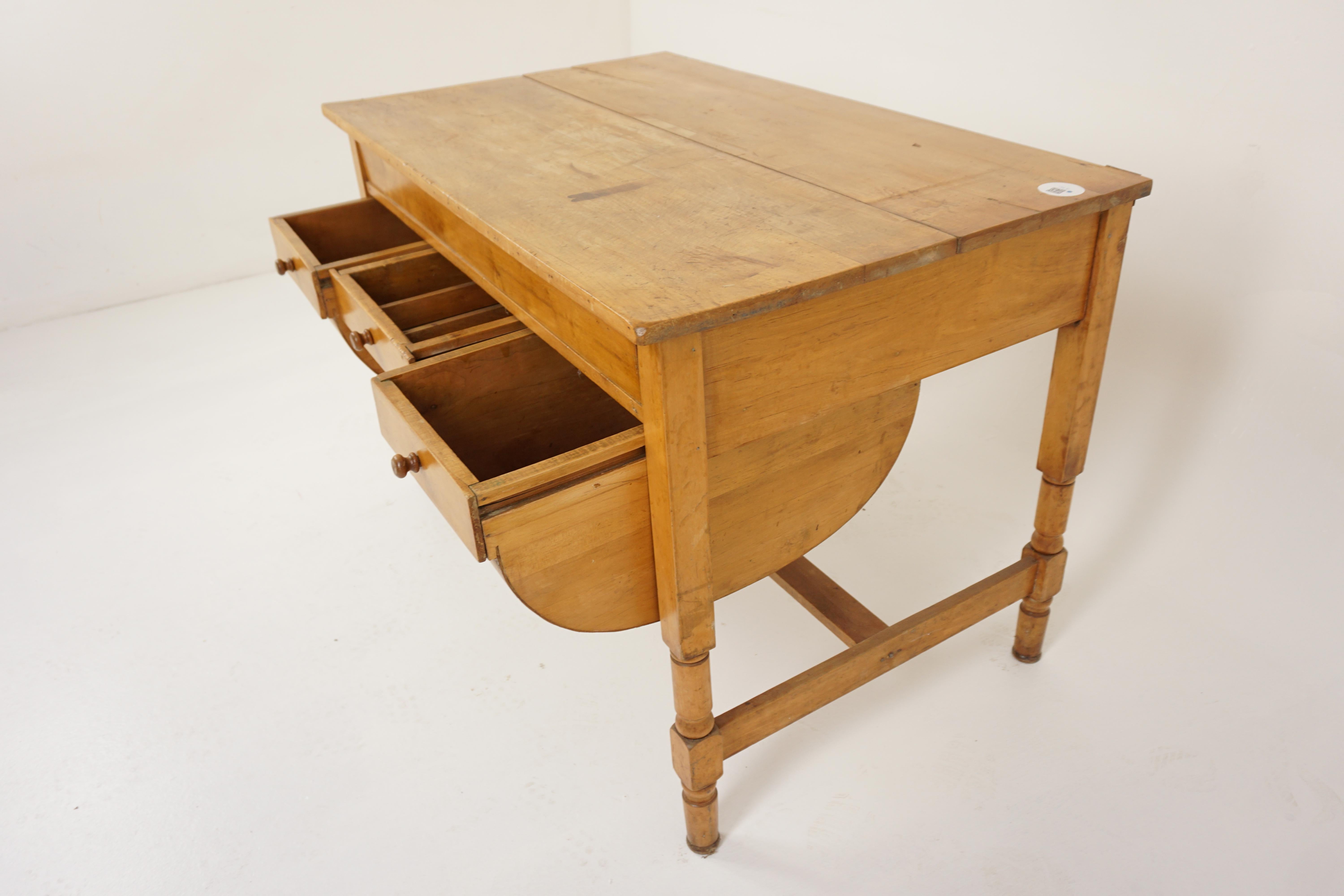 Scottish Antique Victorian Pine Kitchen Lift Table Baking Table, Scotland 1890, H938