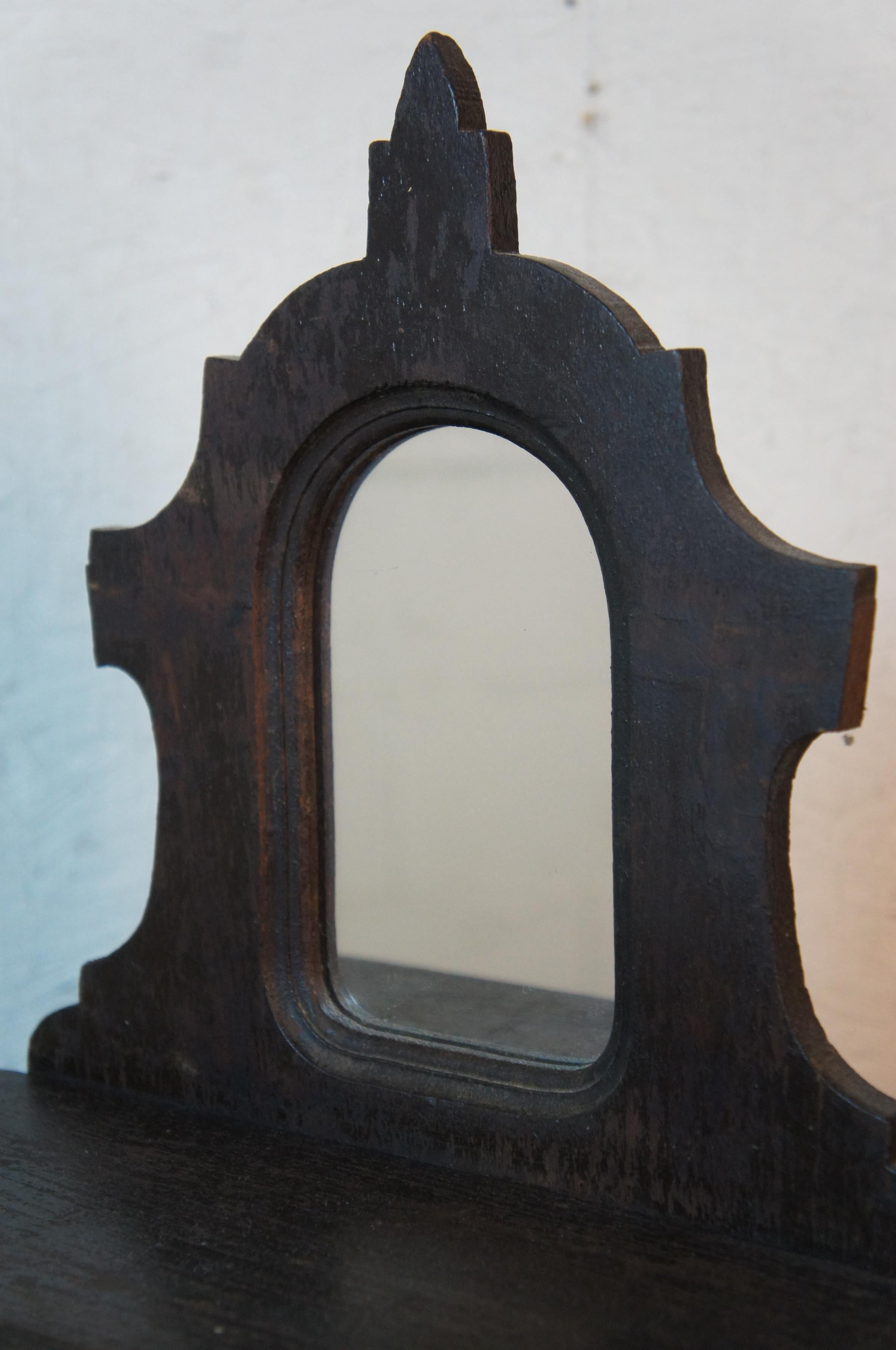 19th Century Antique Victorian Pine Miniature Salesman Sample Vanity Dresser Cabinet Mirror For Sale