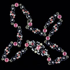 Antique Victorian Pink Paste Enamel Collar Silver, circa 1900