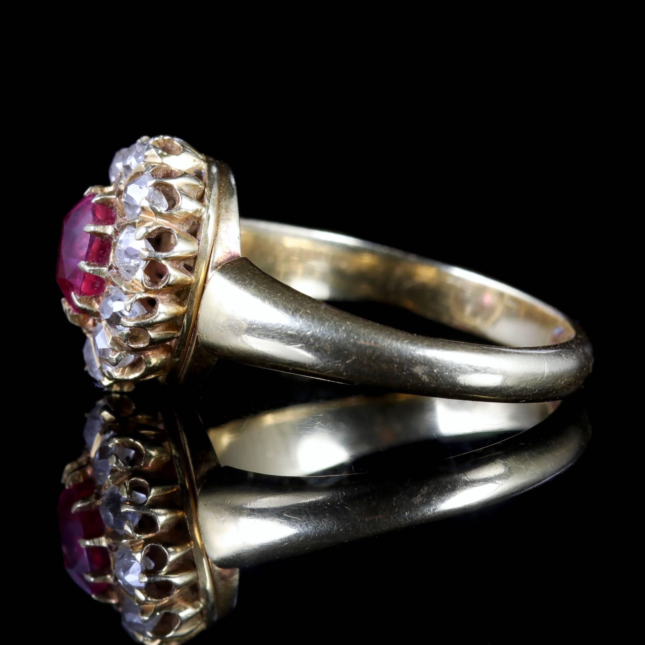 Antique Victorian Pink Sapphire Diamond Ring 18 Carat Dated 1891 1