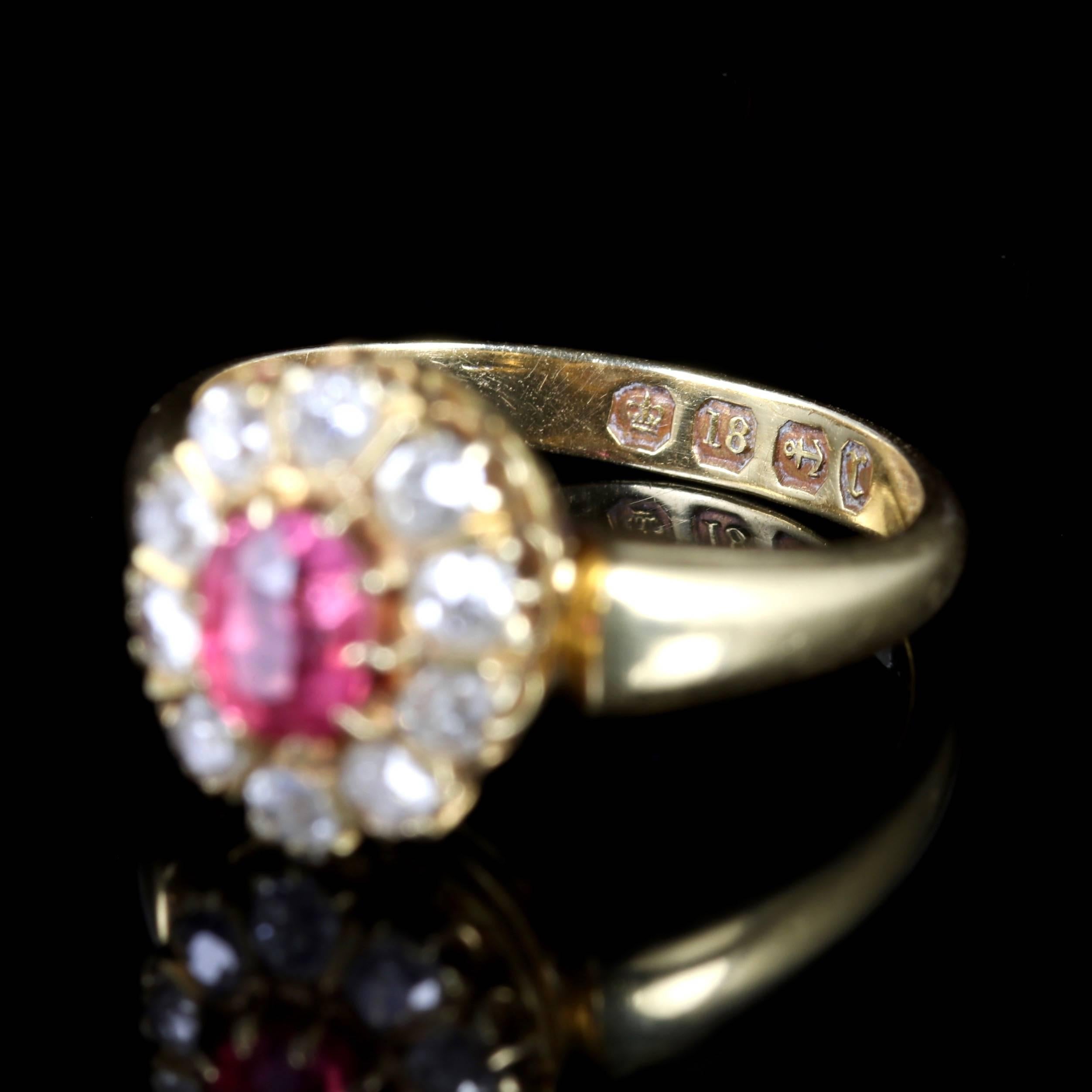 Antique Victorian Pink Sapphire Diamond Ring 18 Carat Dated 1891 2