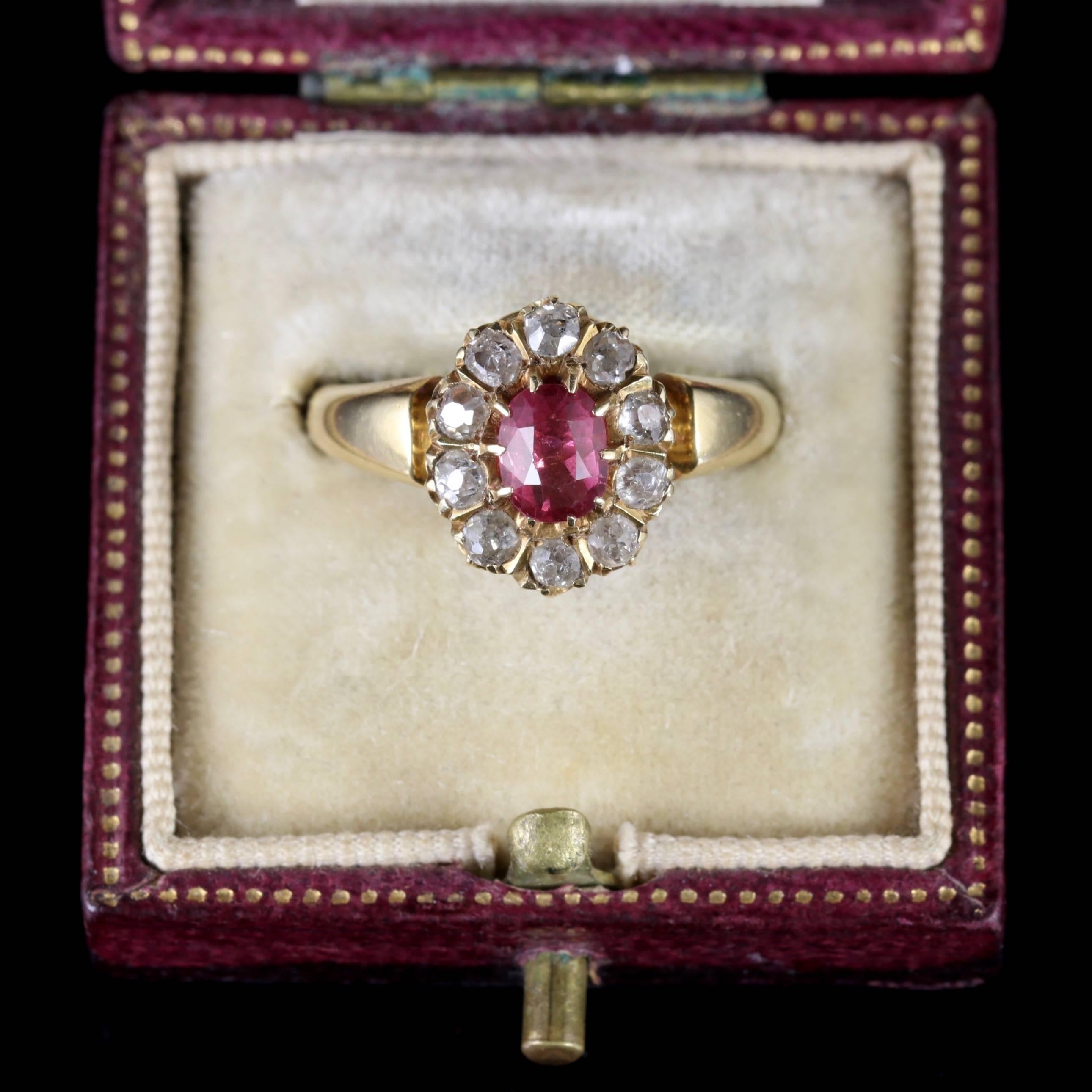 Antique Victorian Pink Sapphire Diamond Ring 18 Carat Dated 1891 3
