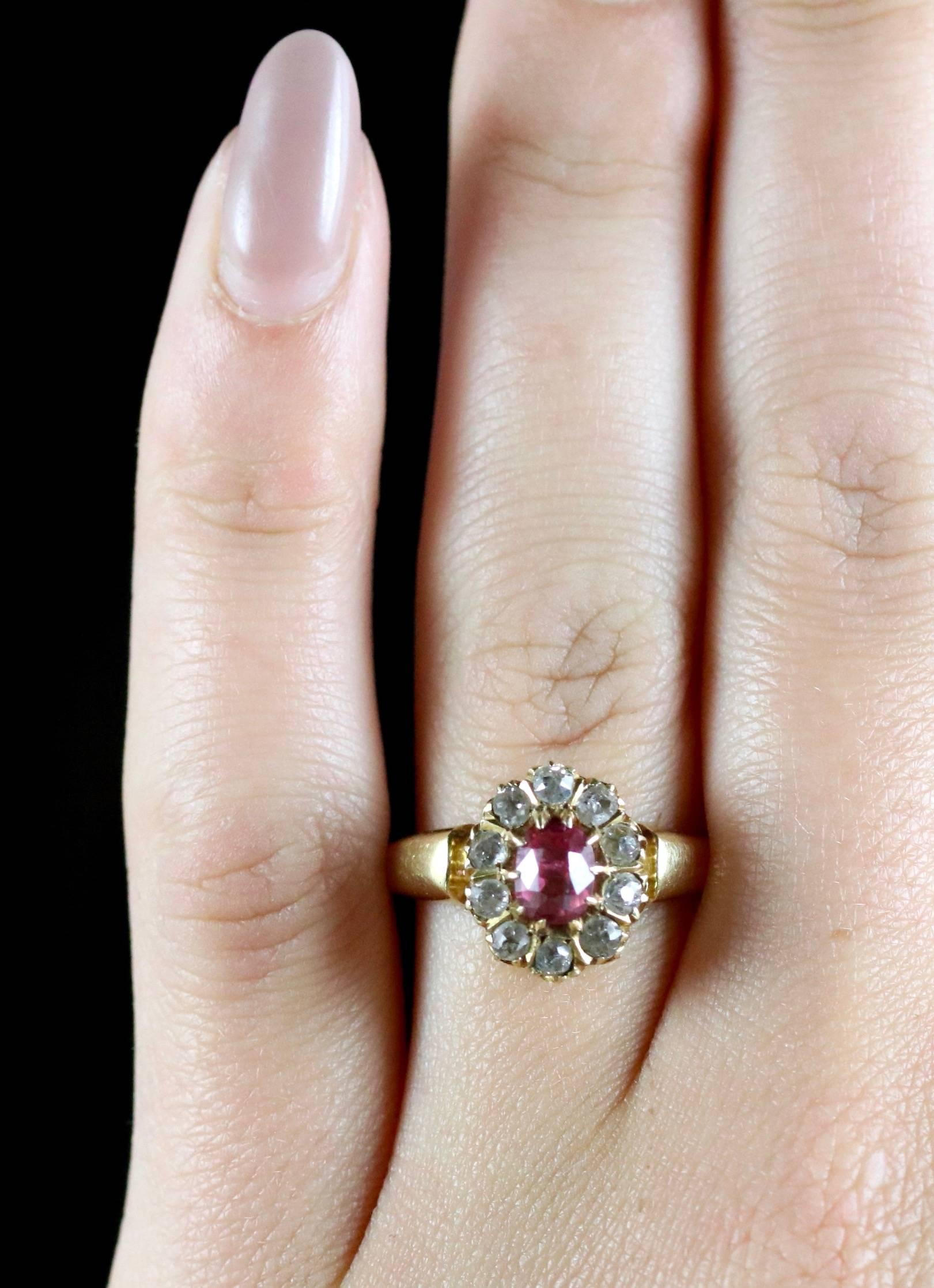 Antique Victorian Pink Sapphire Diamond Ring 18 Carat Dated 1891 4