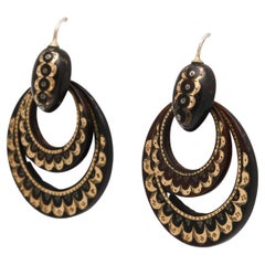 Boucles d'oreilles à double anneau en piqué de style victorien ancien
