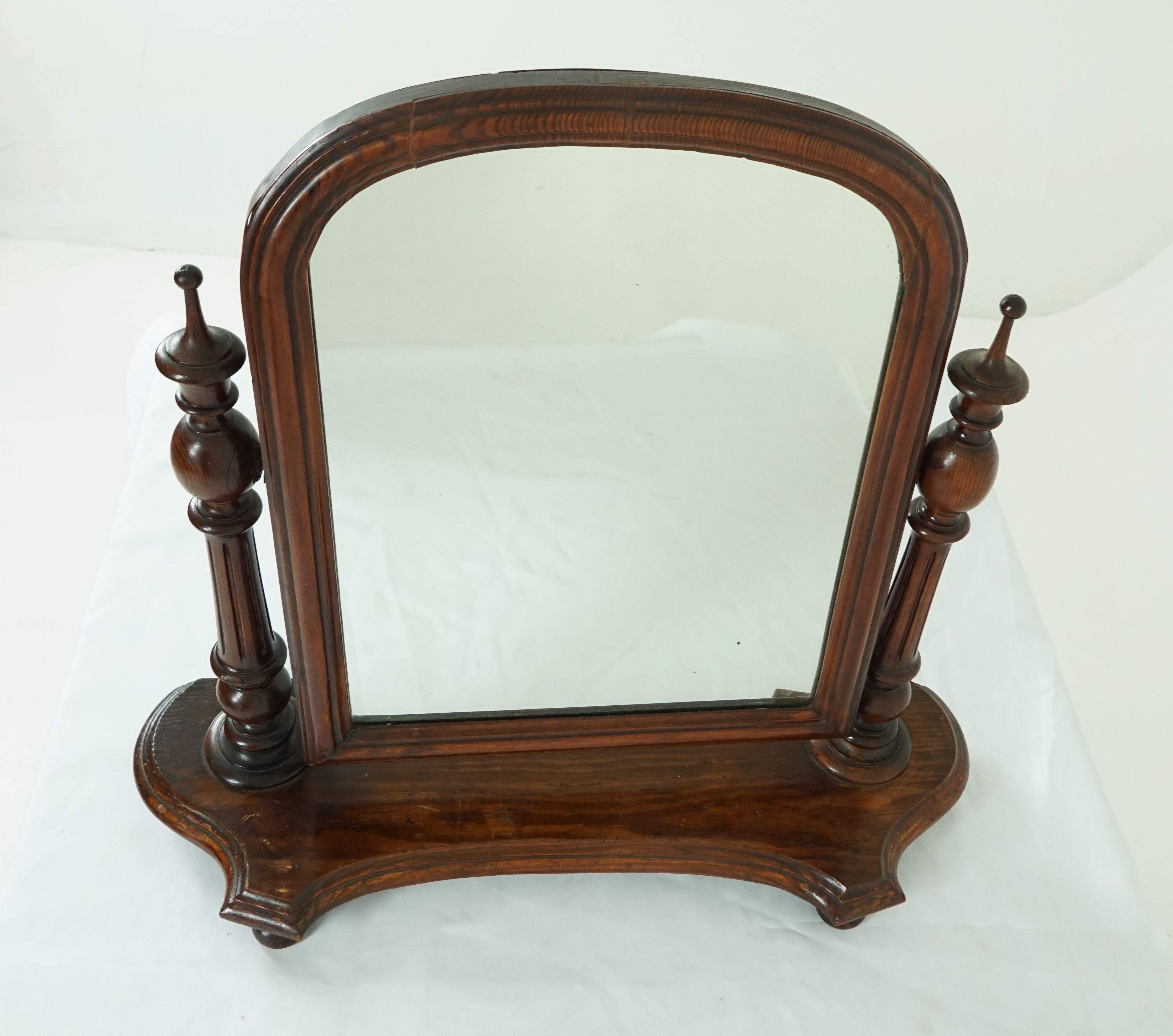 Scottish Antique Victorian Pitch Pine Dressing Table Mirror On Stand, Scotland 1870, 1774