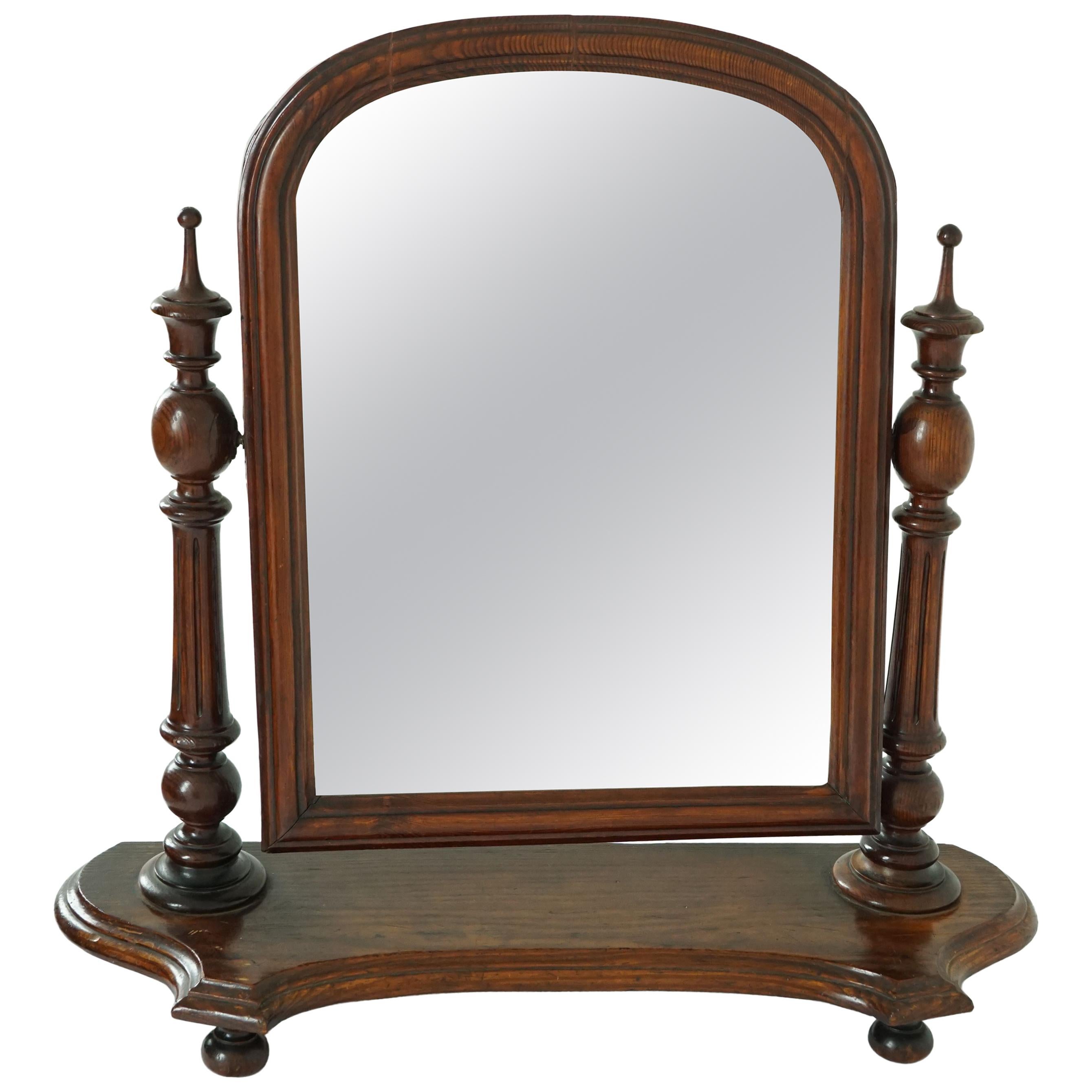 Antique Victorian Pitch Pine Dressing Table Mirror On Stand, Scotland 1870, 1774