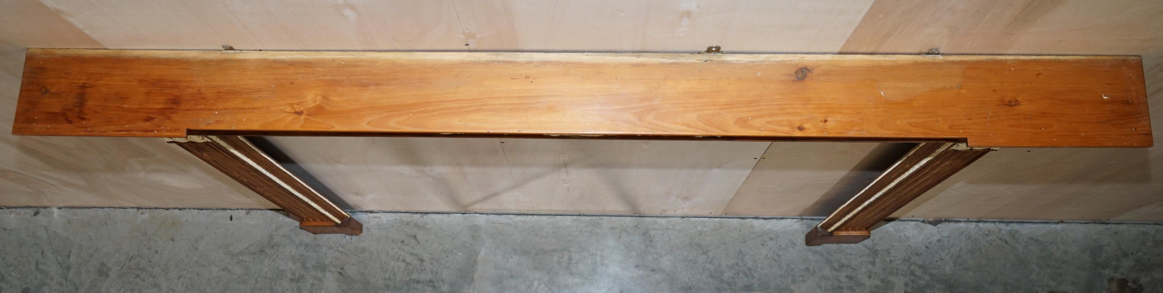 Antique Victorian Pitch Pine & Gesso Carved Fire Surround Fireplace Mantlepiece For Sale 8